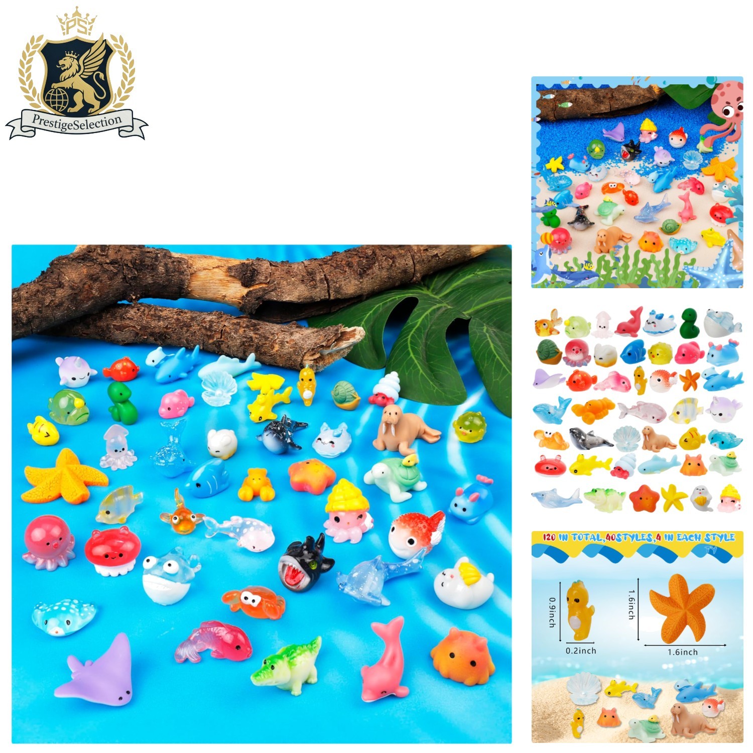 Diverse 44 Pcs Mini Ocean Animal Resin Set – Perfect for Dollhouses & Gardens