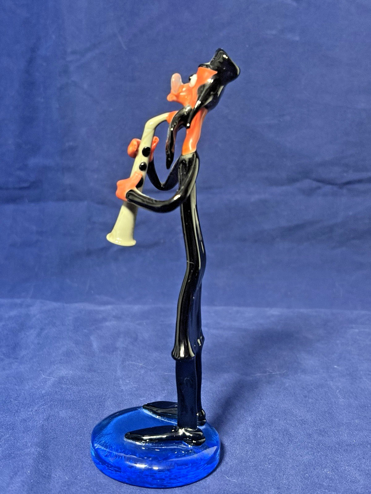 Vintage Murano Judaica Jewish Musician Playing Shofar Art Glass Figurine 6.5″