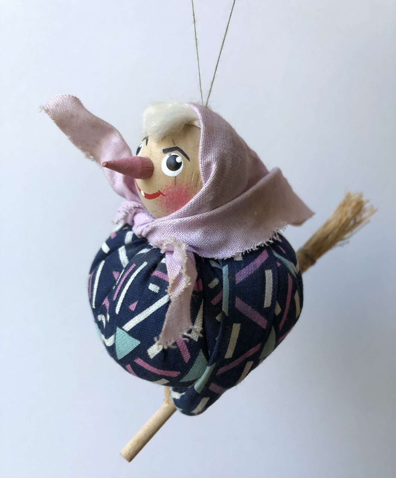 Vtg Kitchen Witch Doll Hanging Figurine Unique Handmade Rare Scandinavian Style
