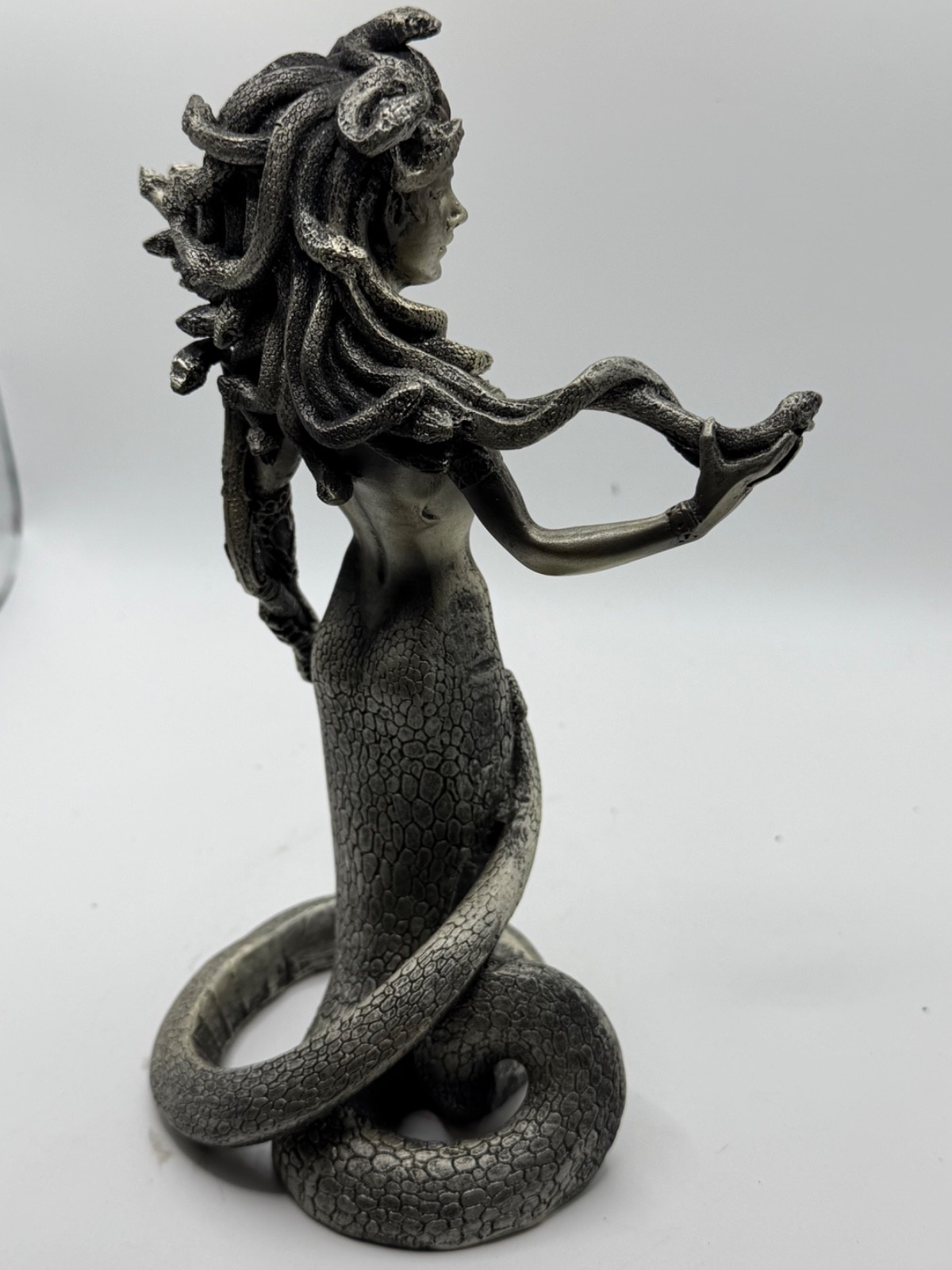 Medusa Snake Woman Figurine Statue Gothic Fantasy Resin Decor 8” Tall