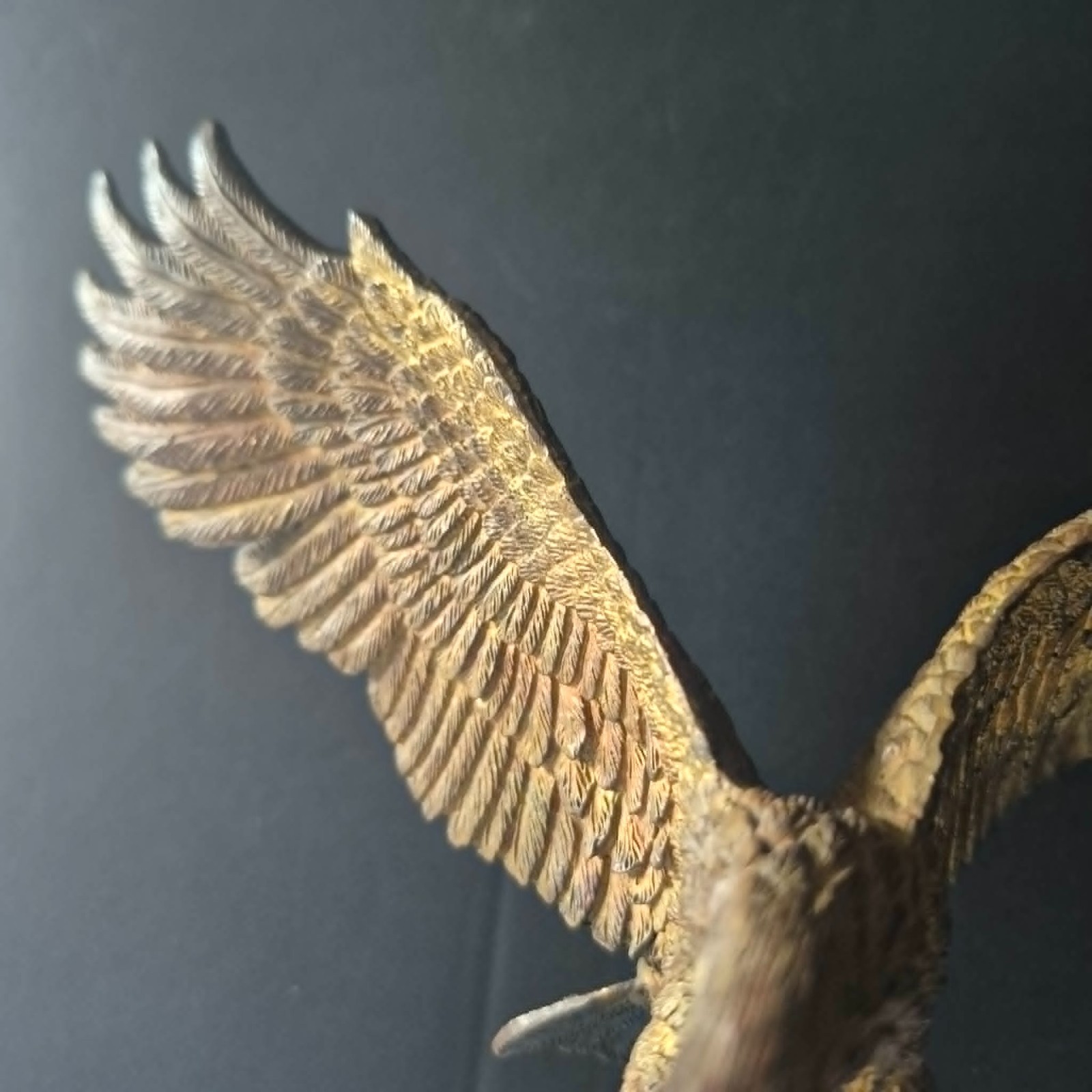 Solid Bronze Eagle Sculpture Hunting/Launching From Branch 8″ Heavy 3 lbs Patina