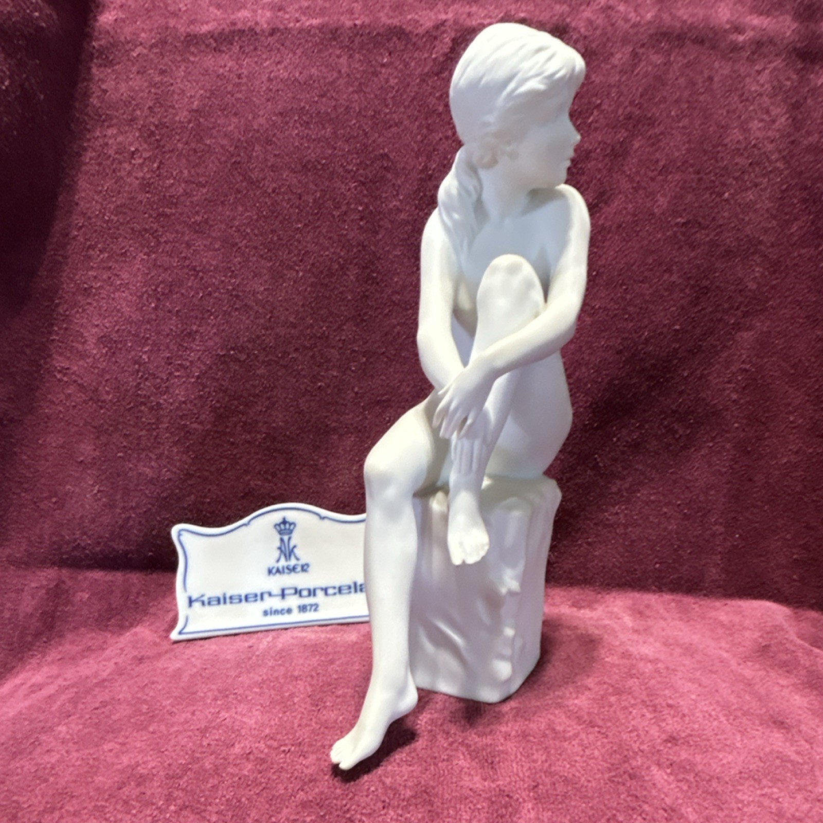 Kaiser Porcelain Figurine Seated Woman White Matte People Germany Adults
