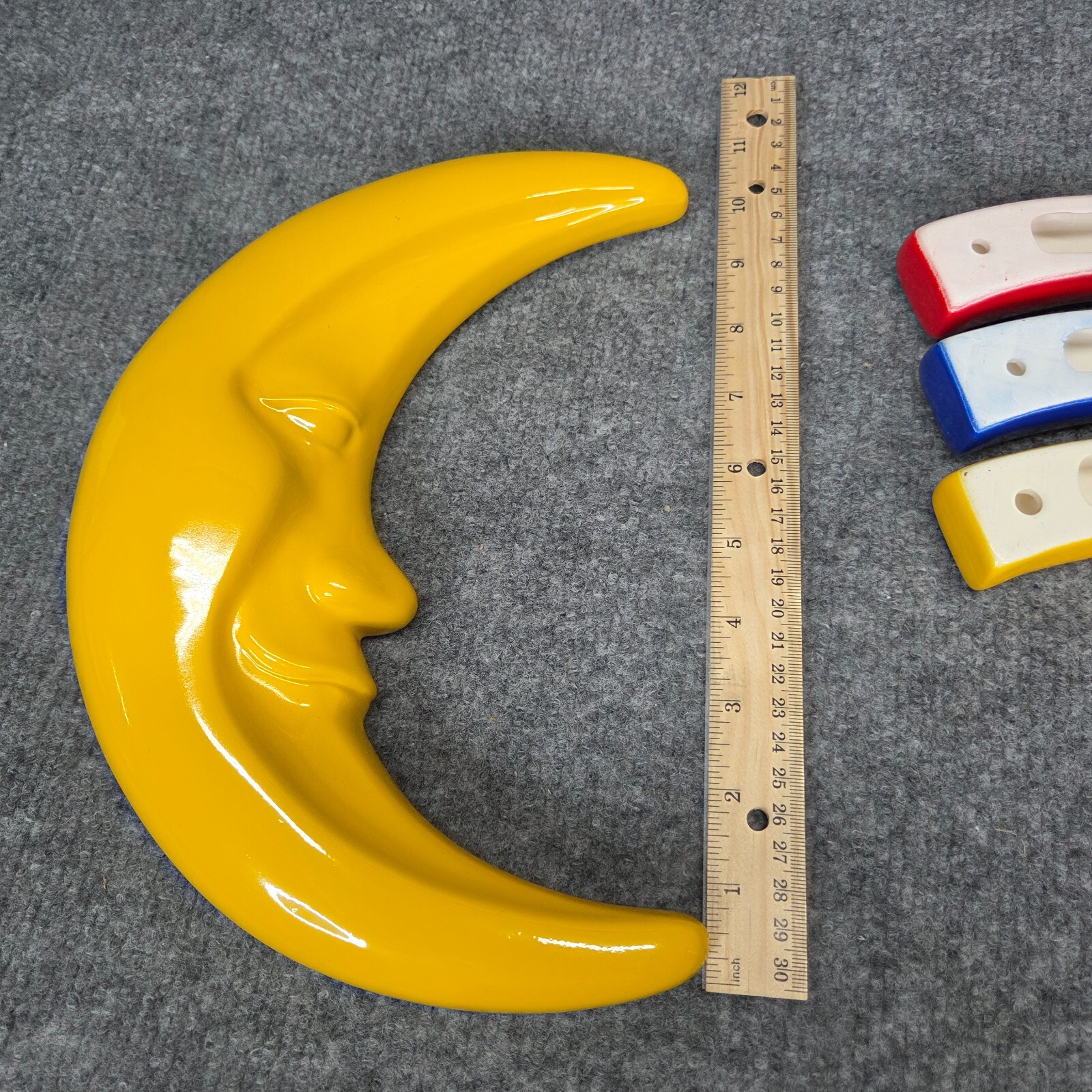 Vintage Made in Japan Ceramic Moon Cloud Rainbow Baby Room Wall Decor MCM Kids