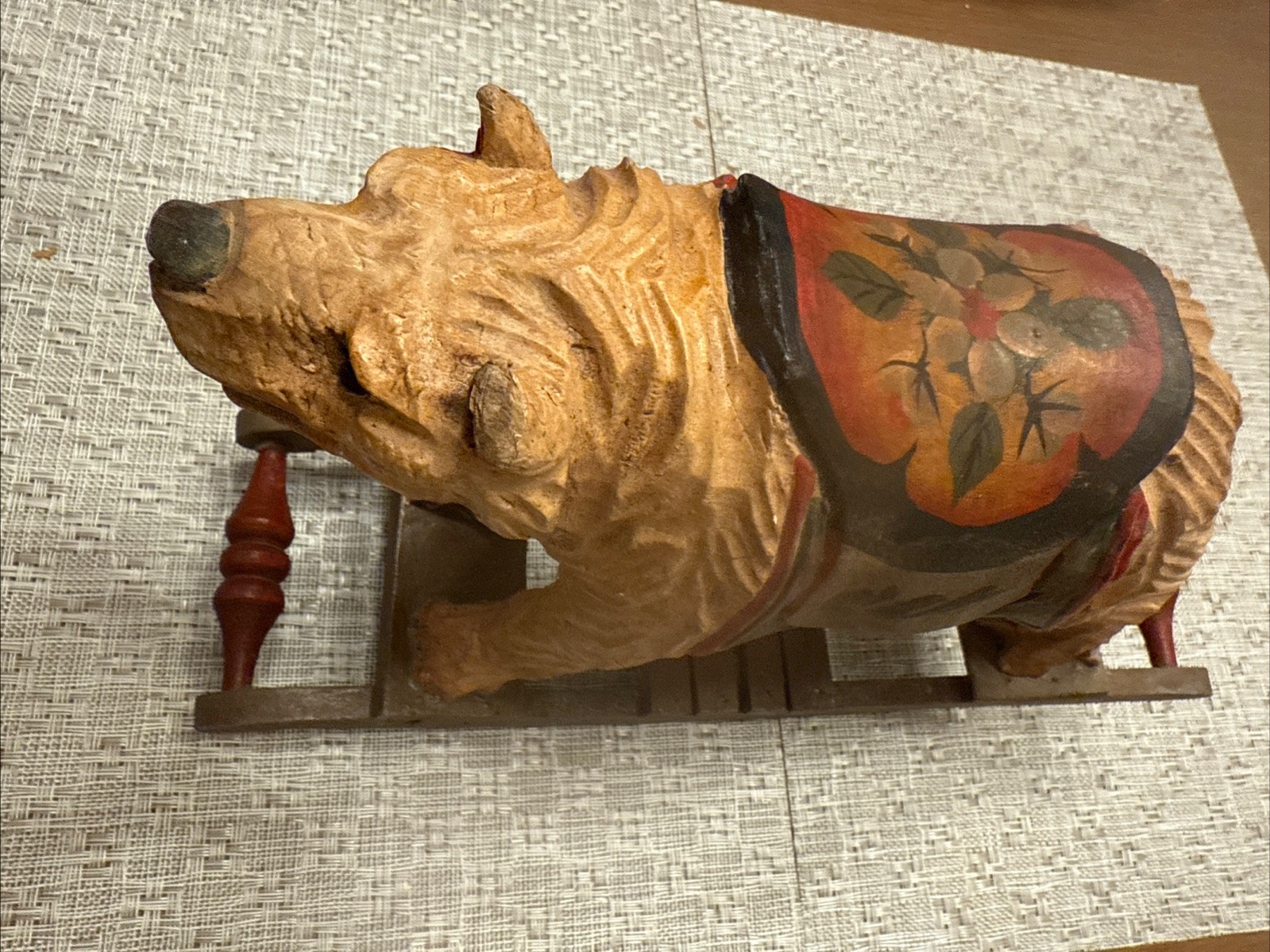 Vintage CARVED WOODEN German Black FOREST BEAR Rocker – Rocking FOLK ART 23″x13″