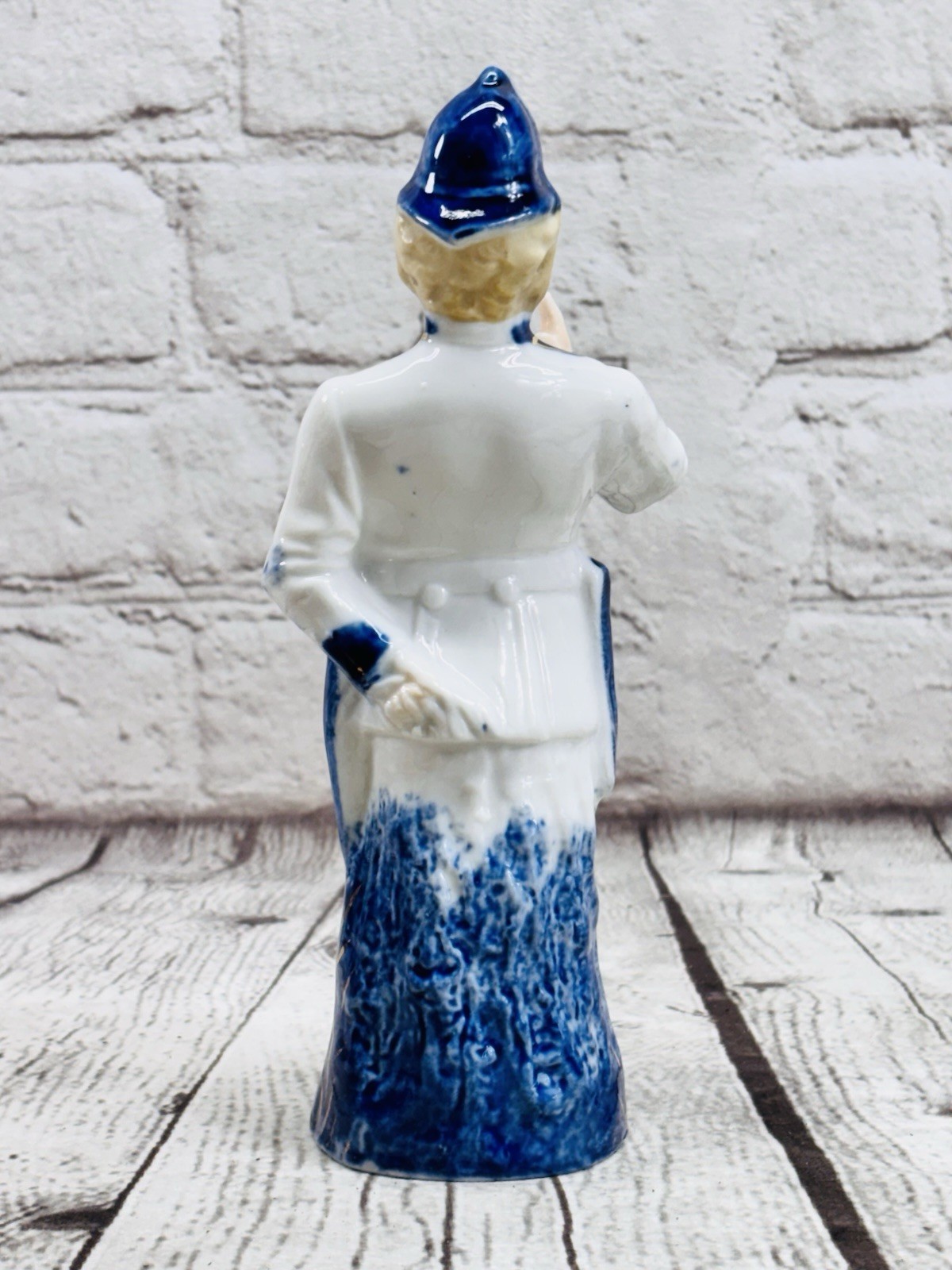 Antique German Porcelain Trade Figurines Blue Gold Policeman Postman Set 7.5”