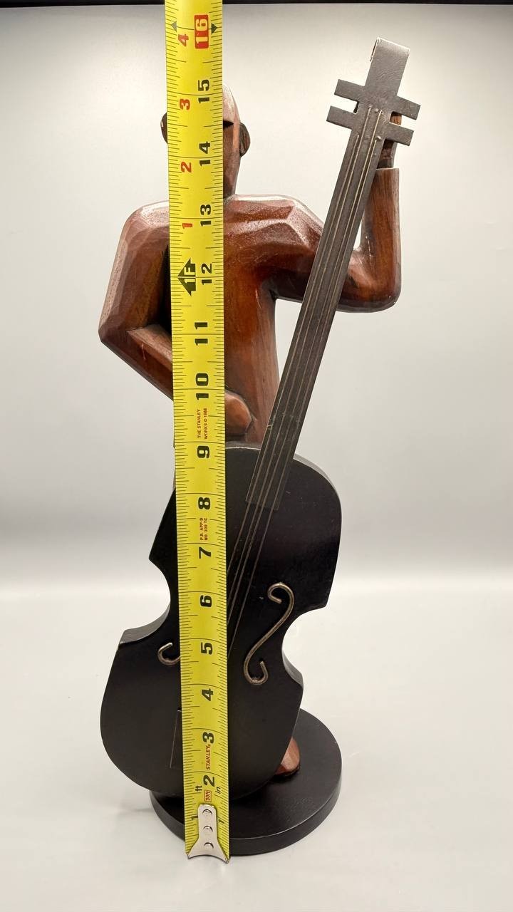 Set of 2 Pier 1 Imports Hand-Carved Wooden Jazz Musicians – Bassist & Sax Player