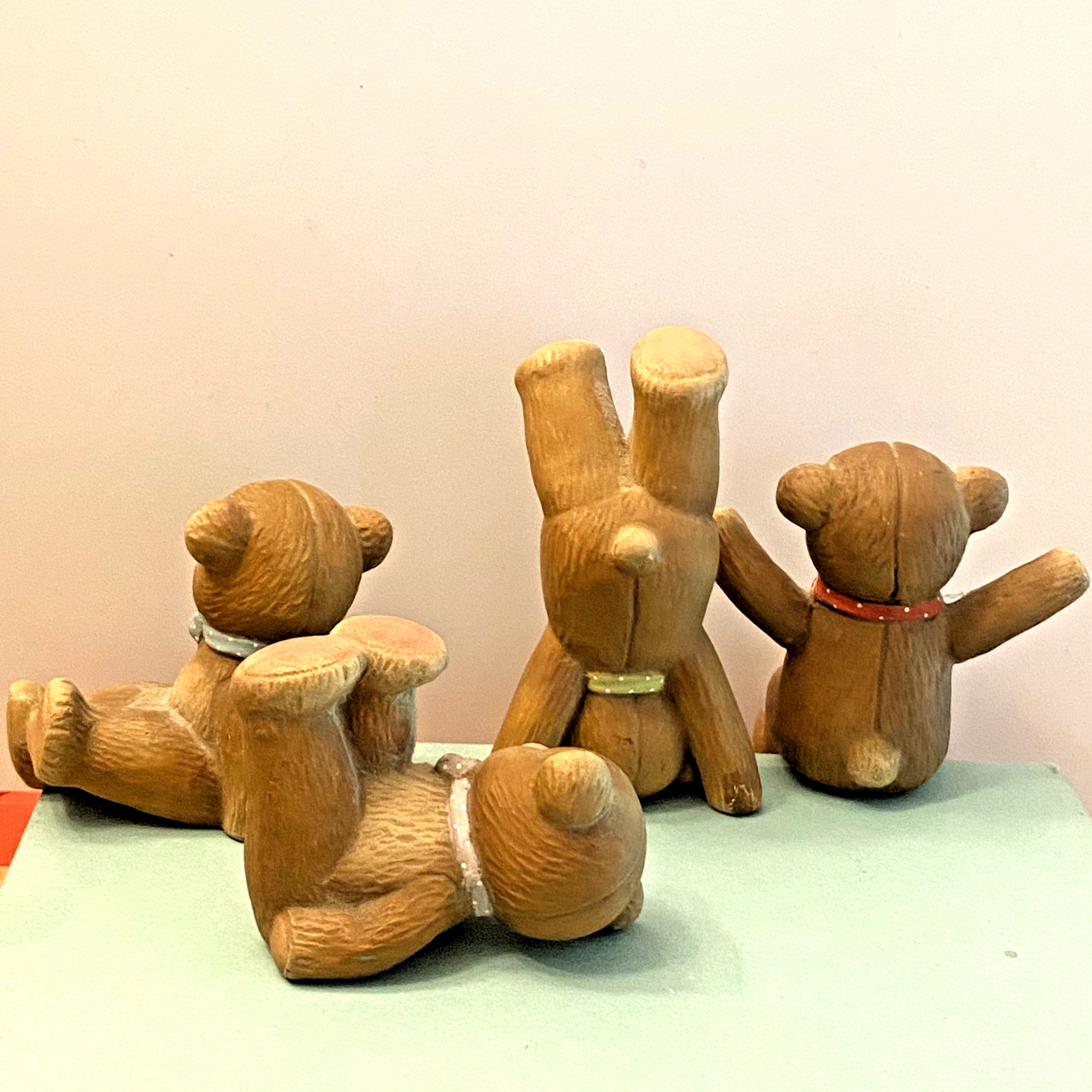 Vintage 1982 Tumbling Teddy Bear Figurines Nursery Child Decor Enesco Lucy & Me