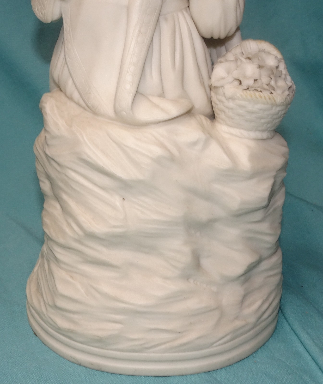 Antique Parian Ware Porcelain figurine Figure of lady Woman with basket flowers