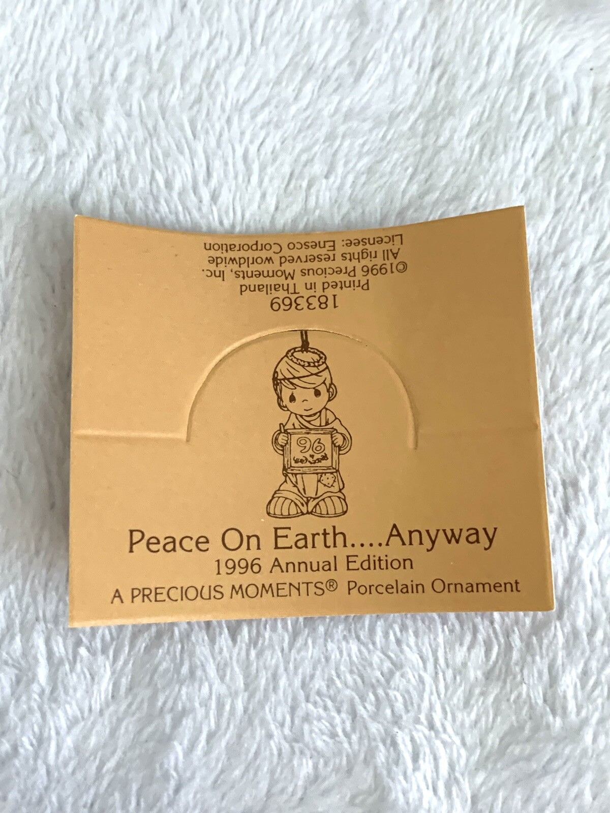 🌷 1996 Precious Moments PEACE ON EARTH… ANYWAY Annual Edition- Upsidedown Sign