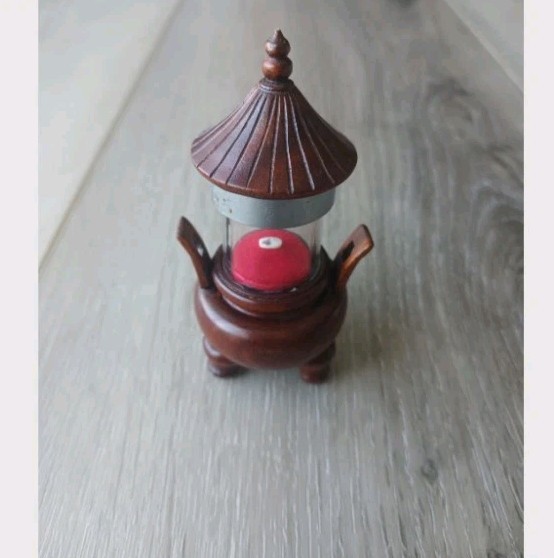 Rare Chinese Miniature Painting on Rice Inside a Magnifying wood Tube Pagoda
