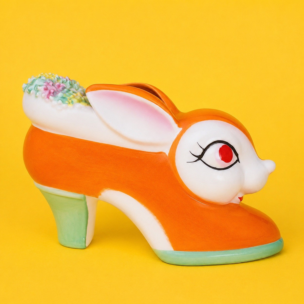 CUTE! Kitsch Anthropomorphic Bunny Rabbit Carrot Shoe Figurine Napco Lefton RARE