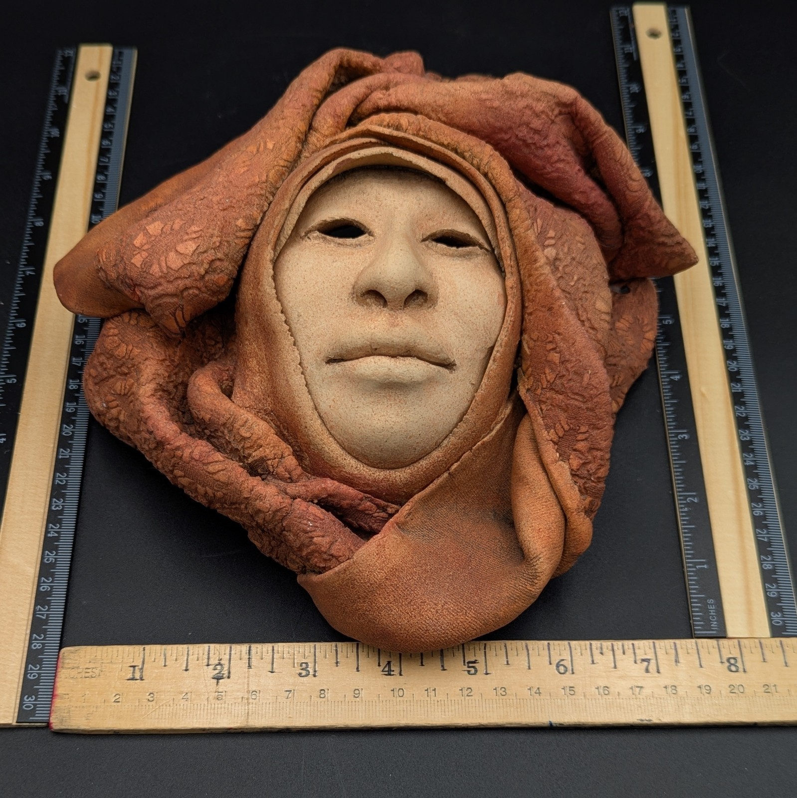 Clay Mask Wall Art ~ Eleanor Myers Morning ~ Very Realistic 8.5″ T x 7.5″ W