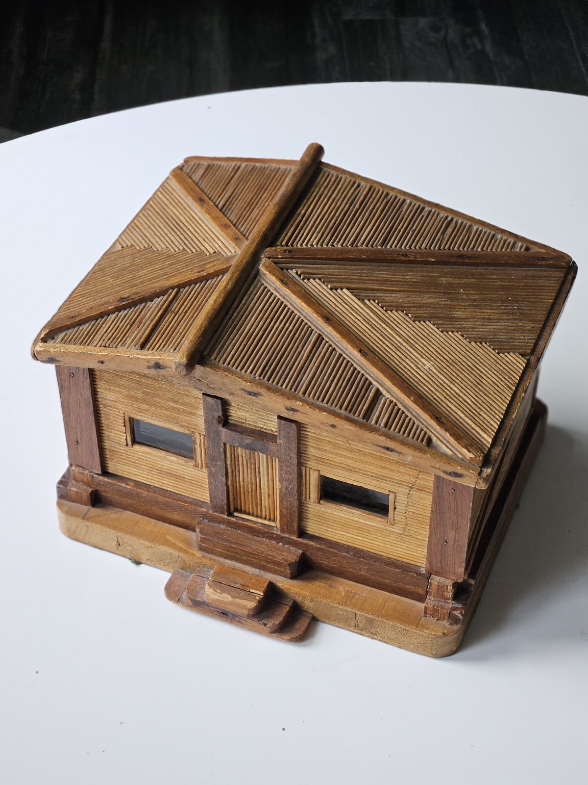 Vintage antique Folk Art Prison Art matchstick outsider art MCM style house