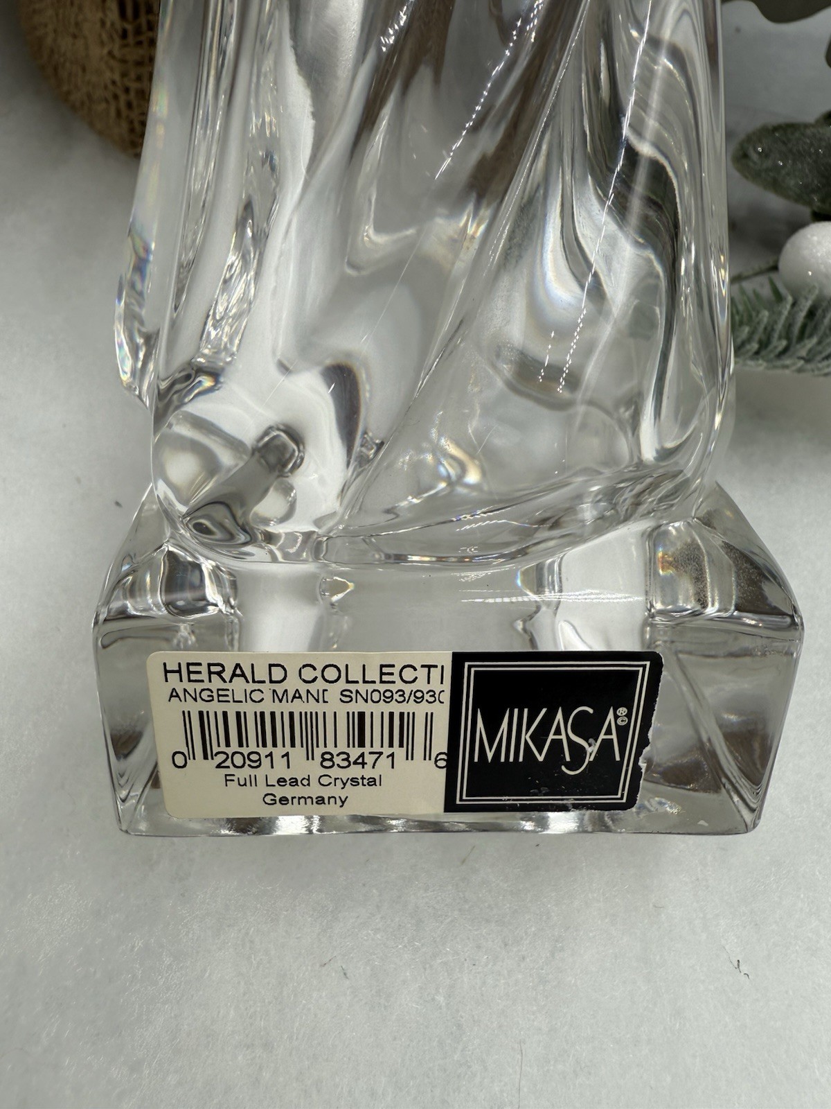 Mikasa Full Lead Crystal Herald Collection Angel Mandolin Germany SN093/93C EXC