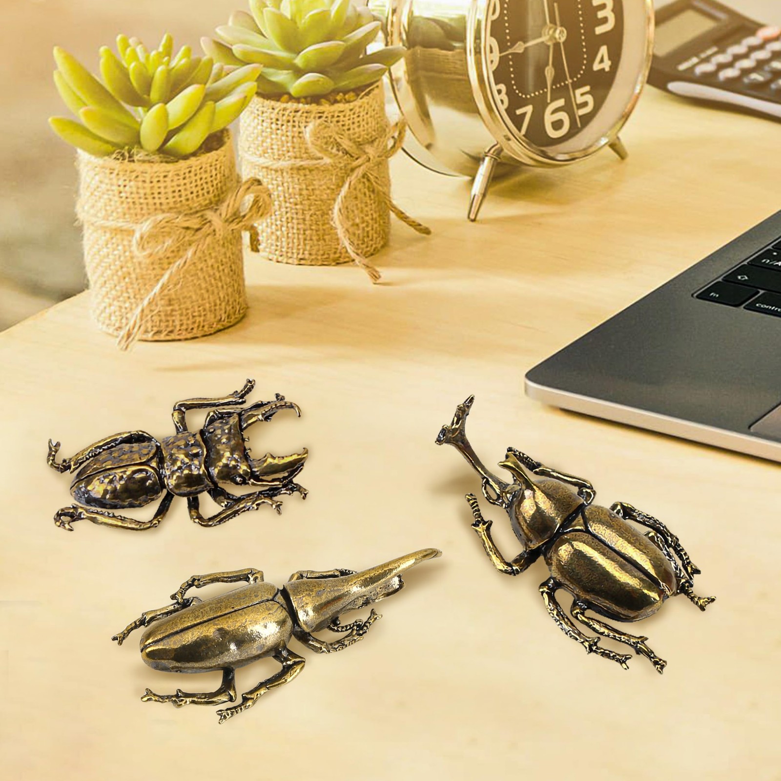 3PCS/Set Insect Bug Wall Decor, Solid Brass Beetle Figurine Ornament, Exquisi…