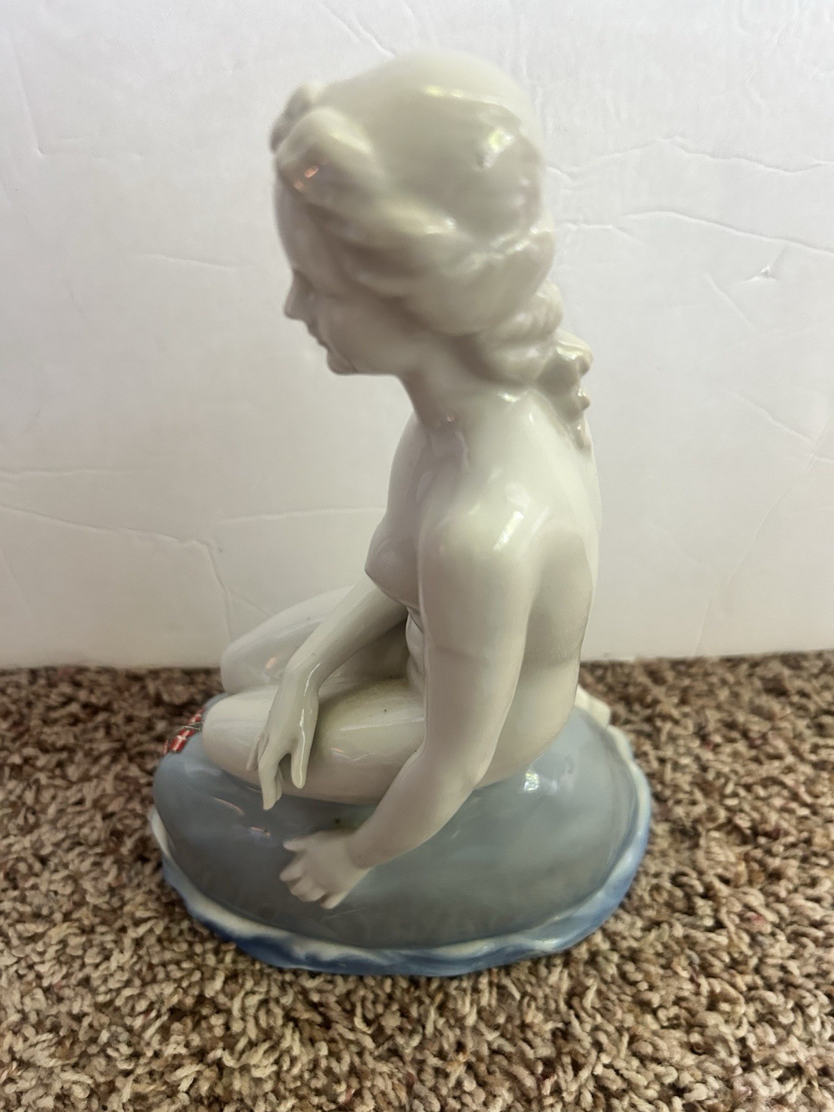 Lladro Style Porcelain Mermaid Figurine label København 9 1/2”
