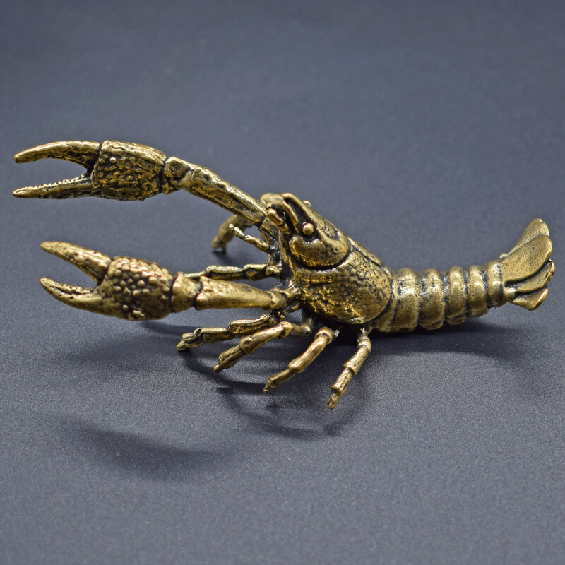 9cm Brass Lobster Statue Animal Figurines House Decoration Crafts Sculptures