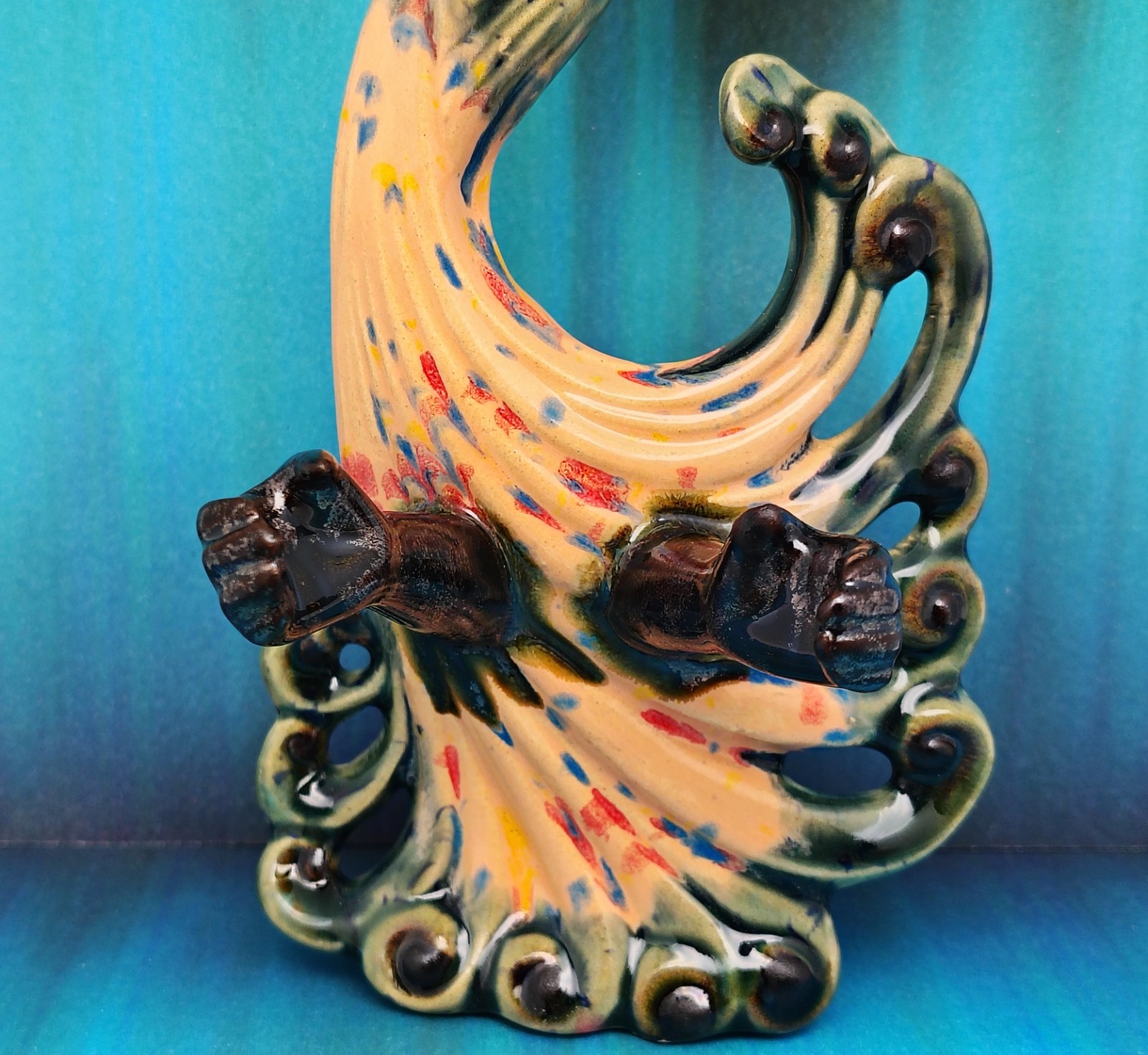 The Peacock’s Last Reach – Handmade Ceramic Figurine Gothic Horror Halloween