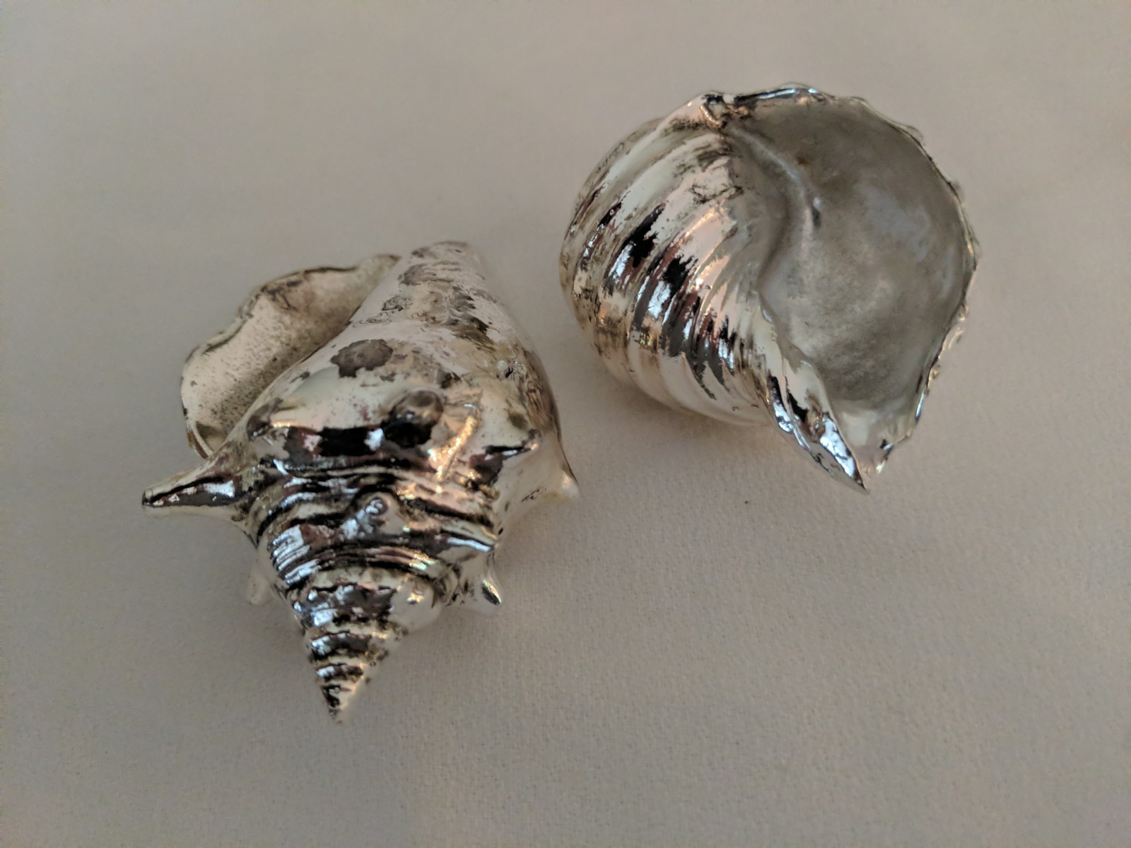 Vintage Christofle France Seashell Figurines Pair Silver Plate