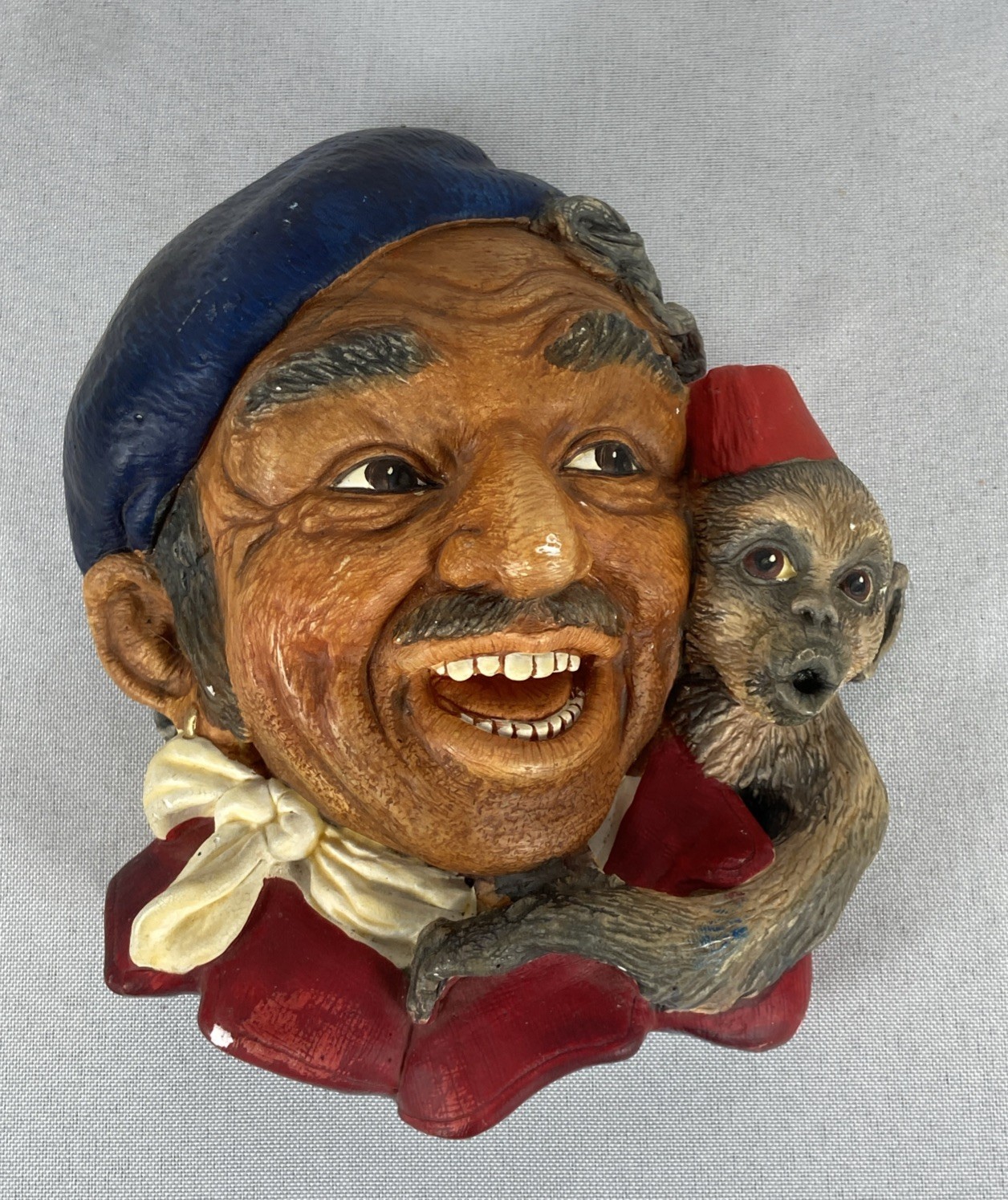 1971 VINTAGE LEGEND ROMANY ROGUE GYPSY MONKEY CHALKWARE HEAD ENGLAND FRED WRIGHT
