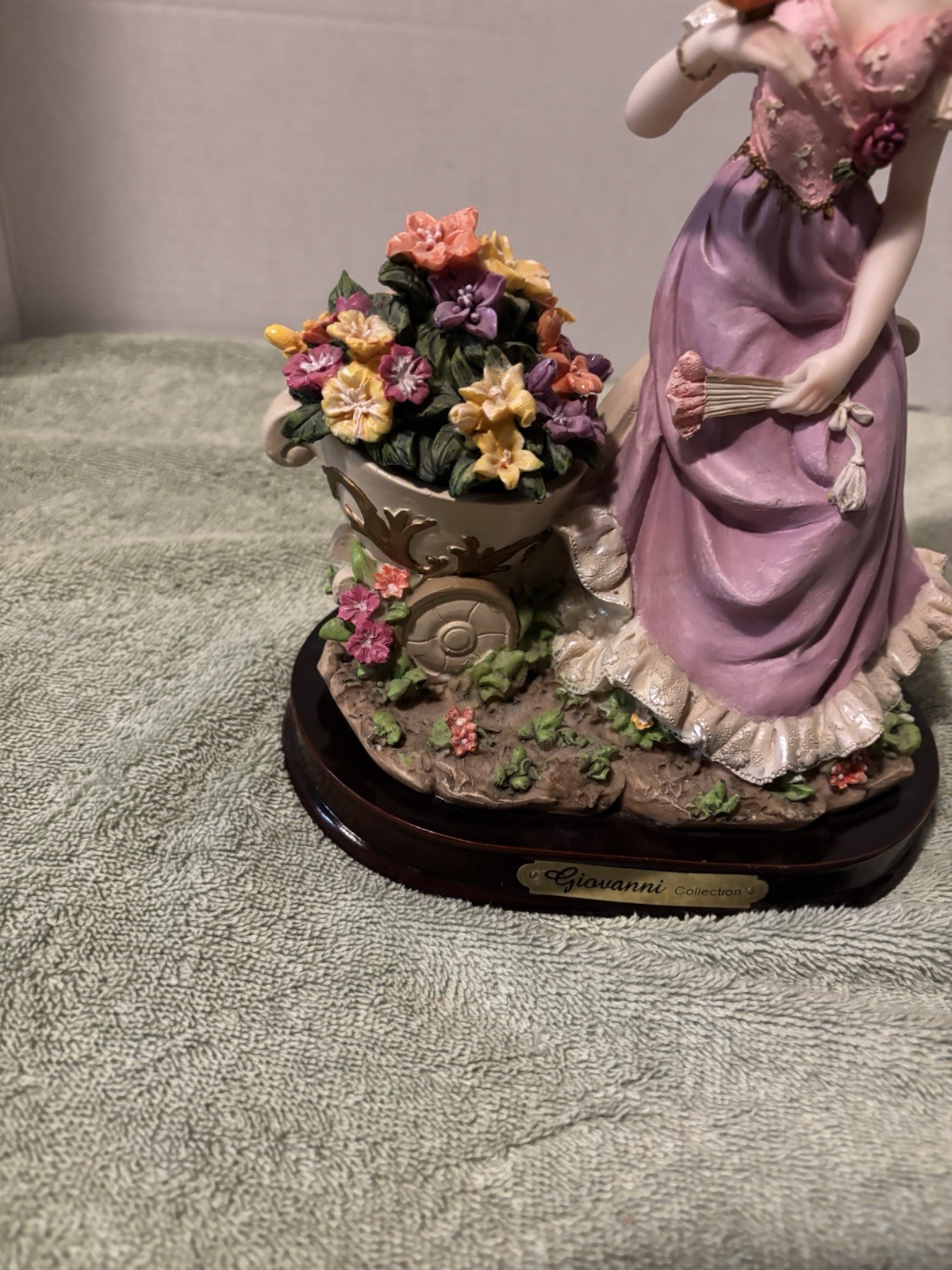 Giovanni Collection – Victorian Woman With Cart Of Flowers. ~11” Tall.