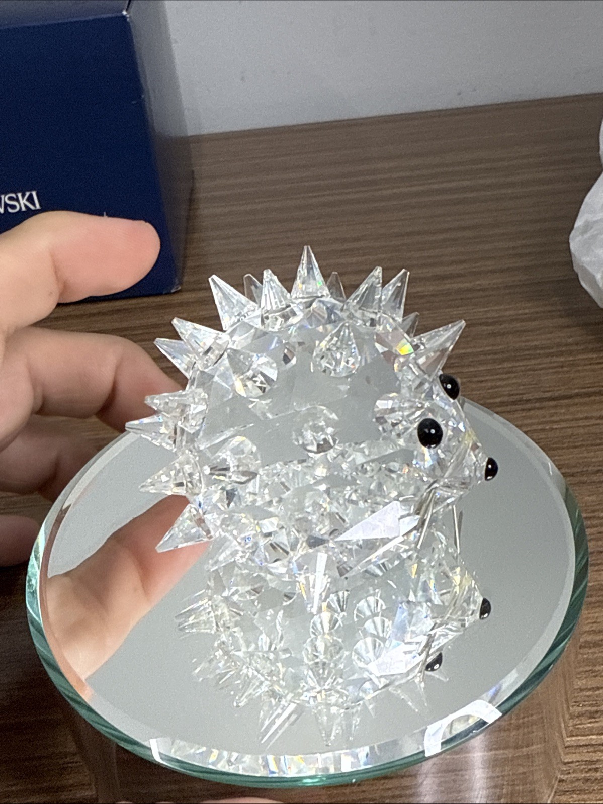 SWAROVSKI CLEAR GLASS CRYSTAL PORCUPINE FIGURINES SET OF 3