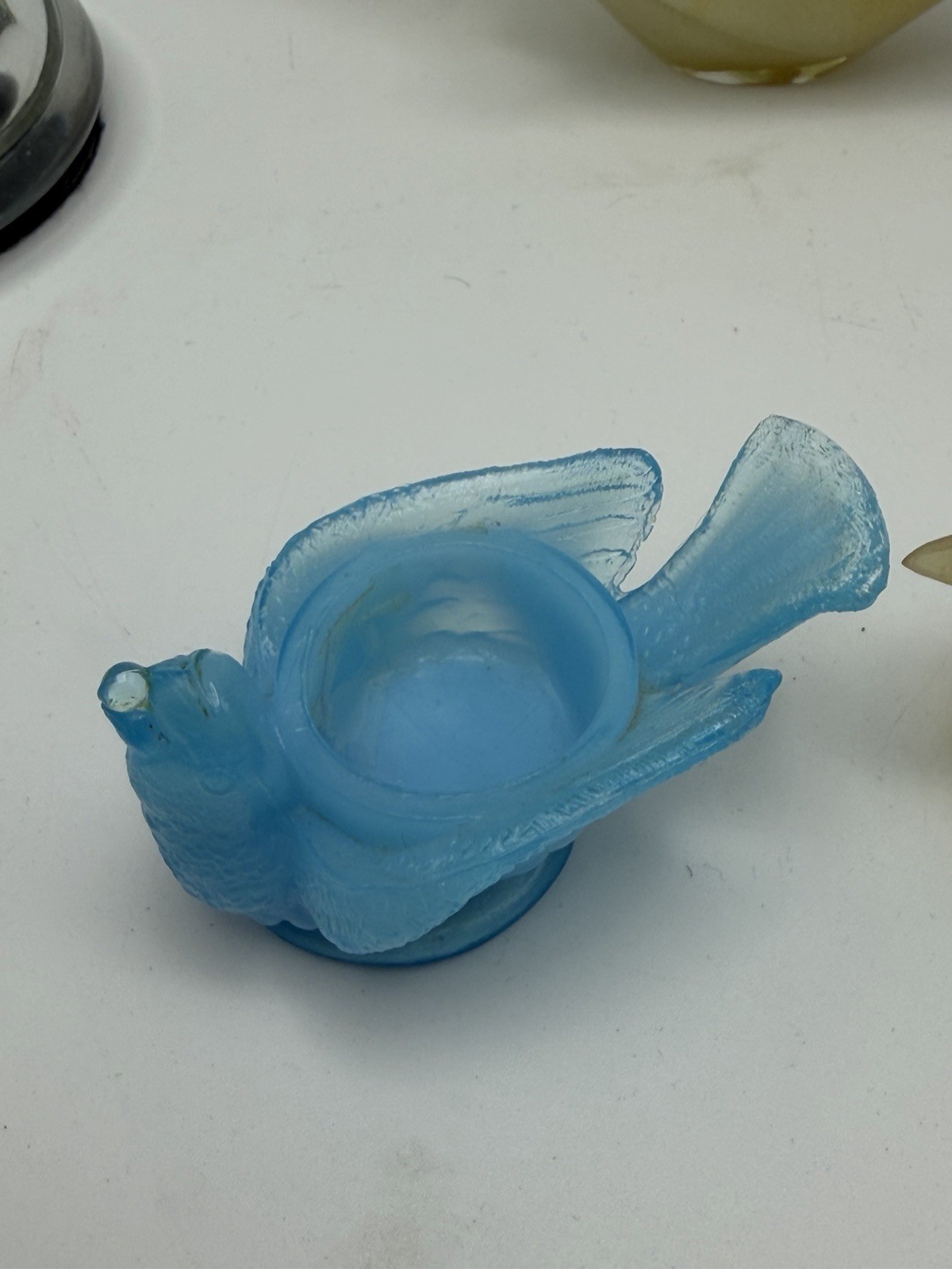 Lot of 7 Art Glass Bird Figurines Paperweights Satin Glass Stone Frog Shell