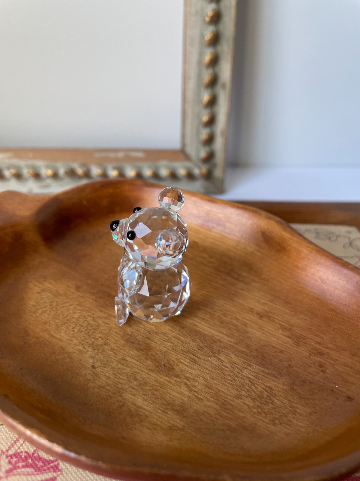 Swarovski Crystal Teddy Bear Figurine Retired Clear Faceted No Box