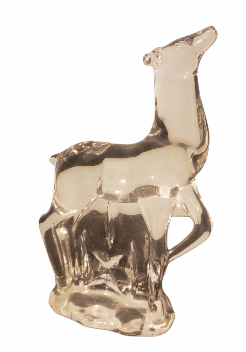 Vintage Deer Doe Clear Glass Figurine Czech Republic