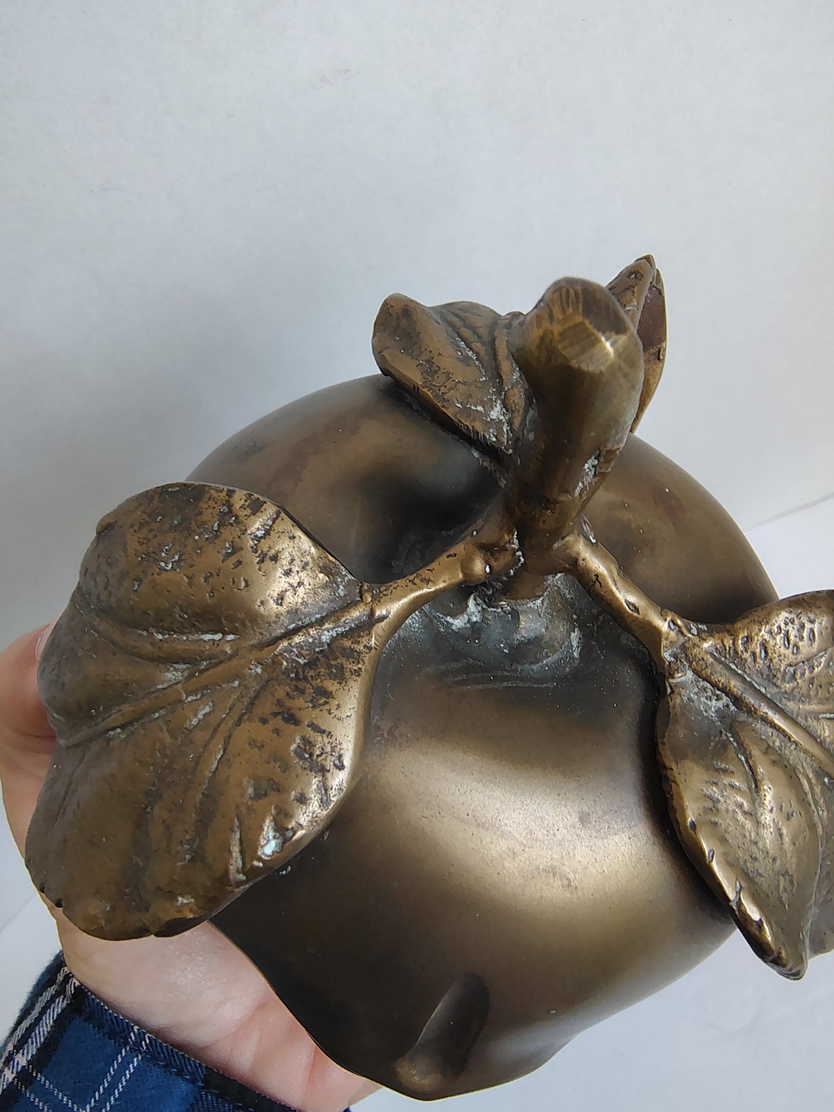 Surrealist Brass Apple Face Figure