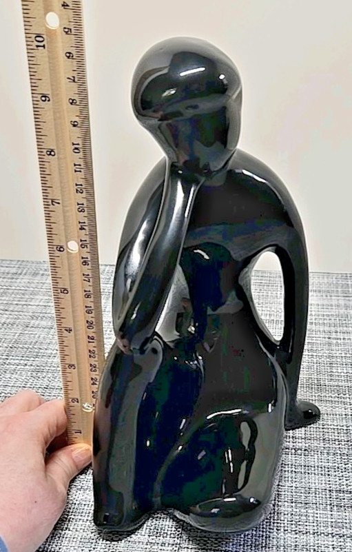Vintage 60’s Rosenthal-Netter 10″ Black Ceramic Sculpture Thinking Man Pose EUC