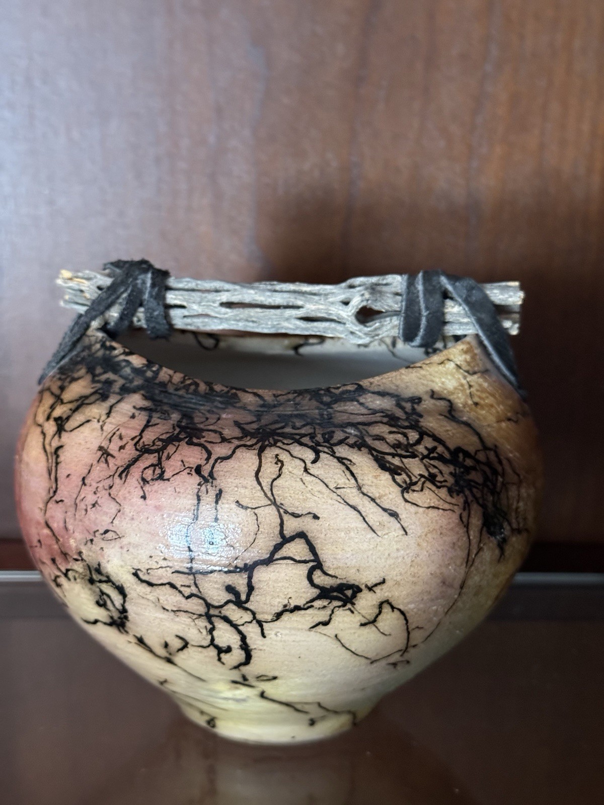 Handmade Pottery Vessel Abstract Pitfire Raku Decorative Art by Rob Drexel