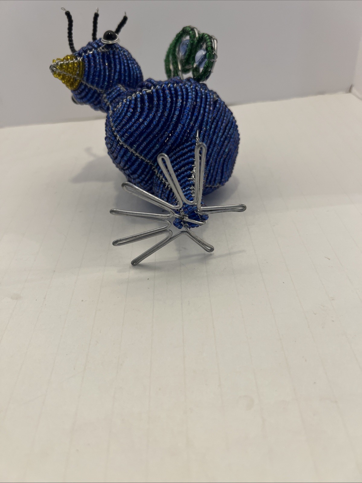 Beadworx Beaded Peacock Figurine Wire and Bead Art Freestanding Bird