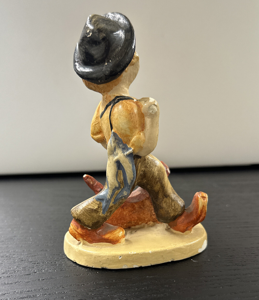 Vintage Plaster or Chalkware 5.5” Figurine Of Boy With Dog