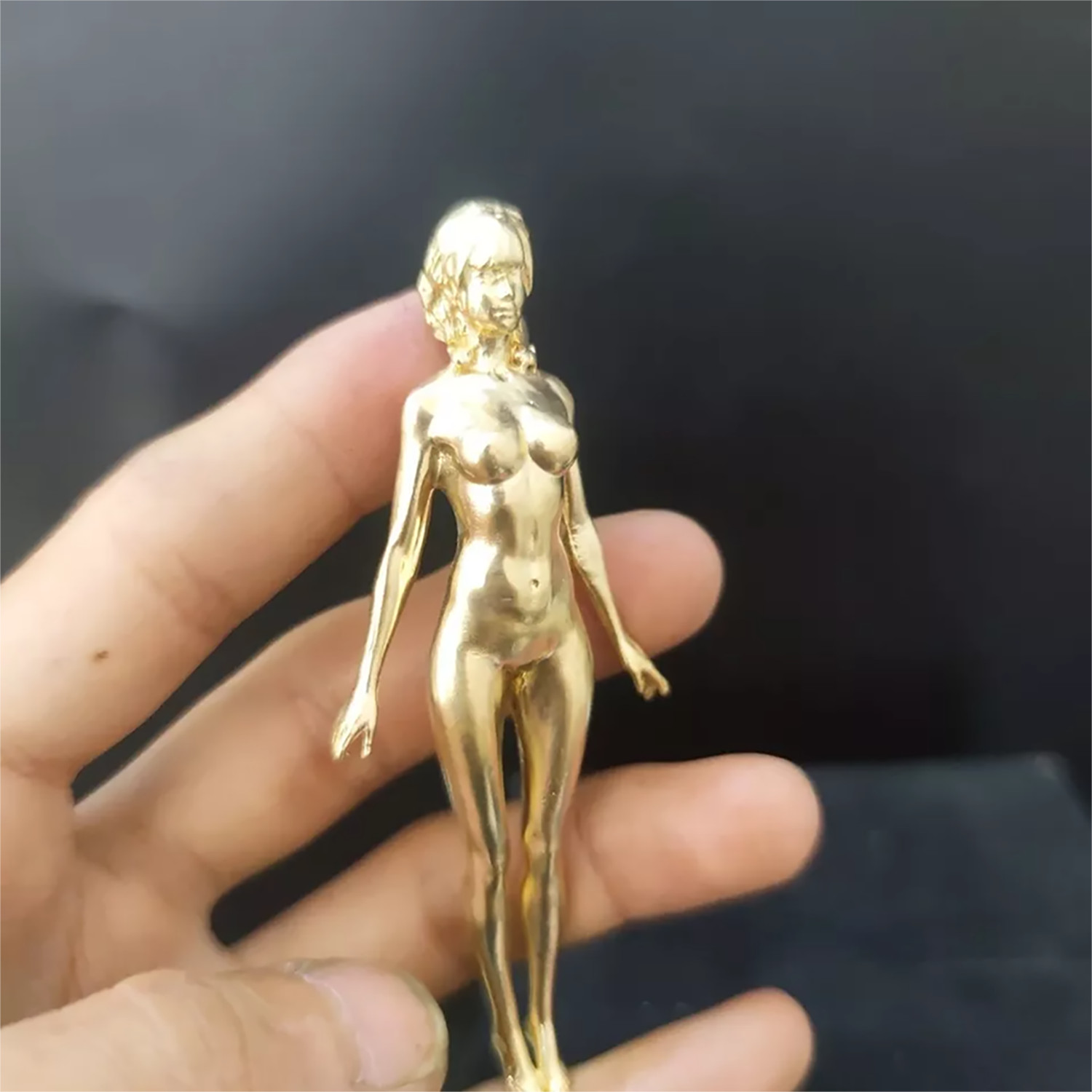 3.5″ Solid Brass Girl Nude Female Body Beautiful Statue Body Art Hand Grip Decor