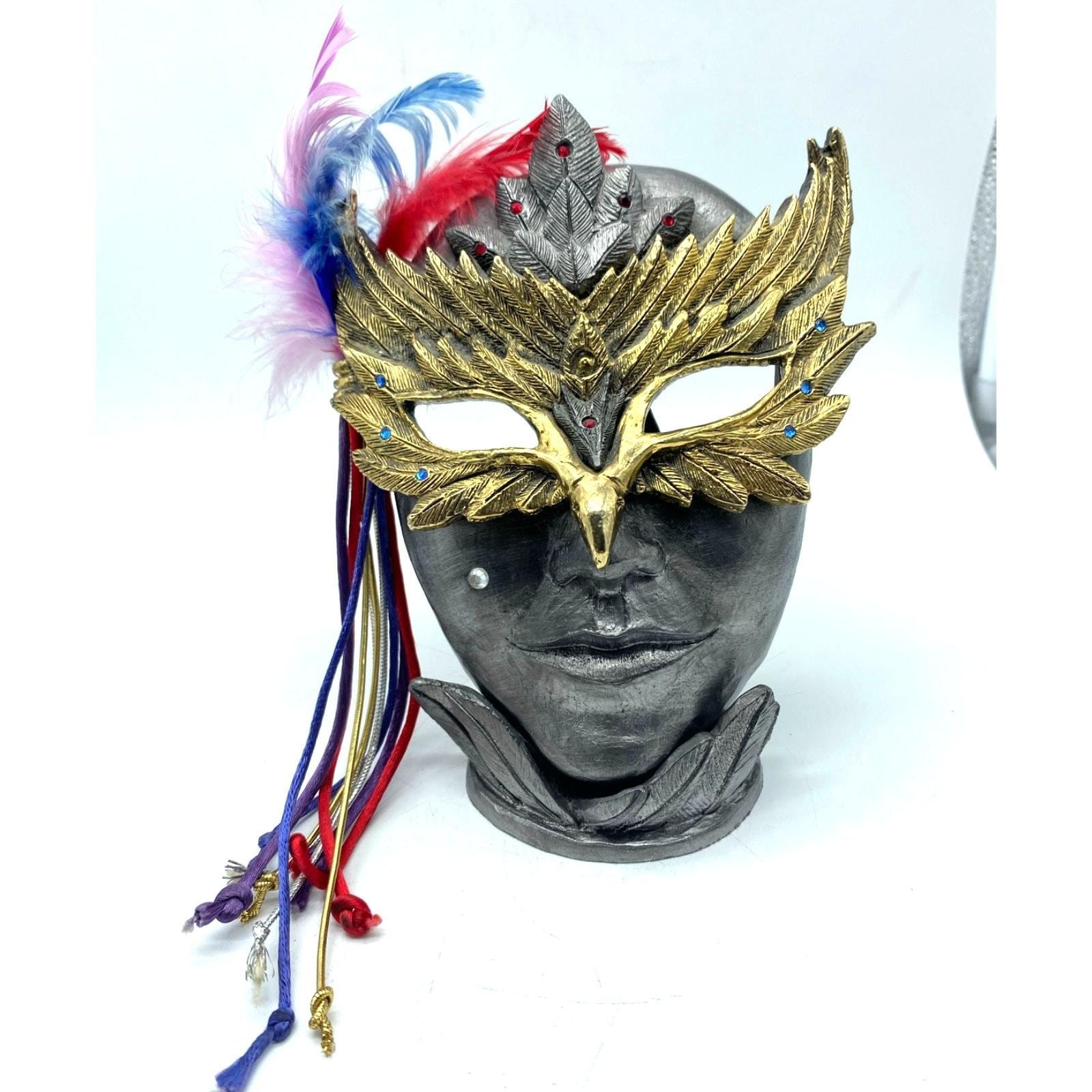 Michael Ricker Pewter Mardi Gras Mask Sculpture with stand Nadine”505/545 signed