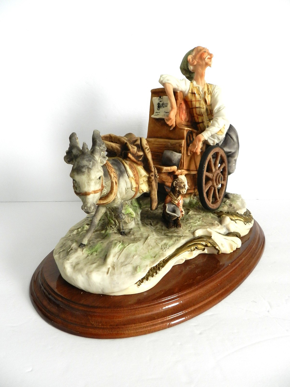 G. Armani “THE ORGAN GRINDER” Large Capodimonte With Music Box 1984 ~ Rare Italy