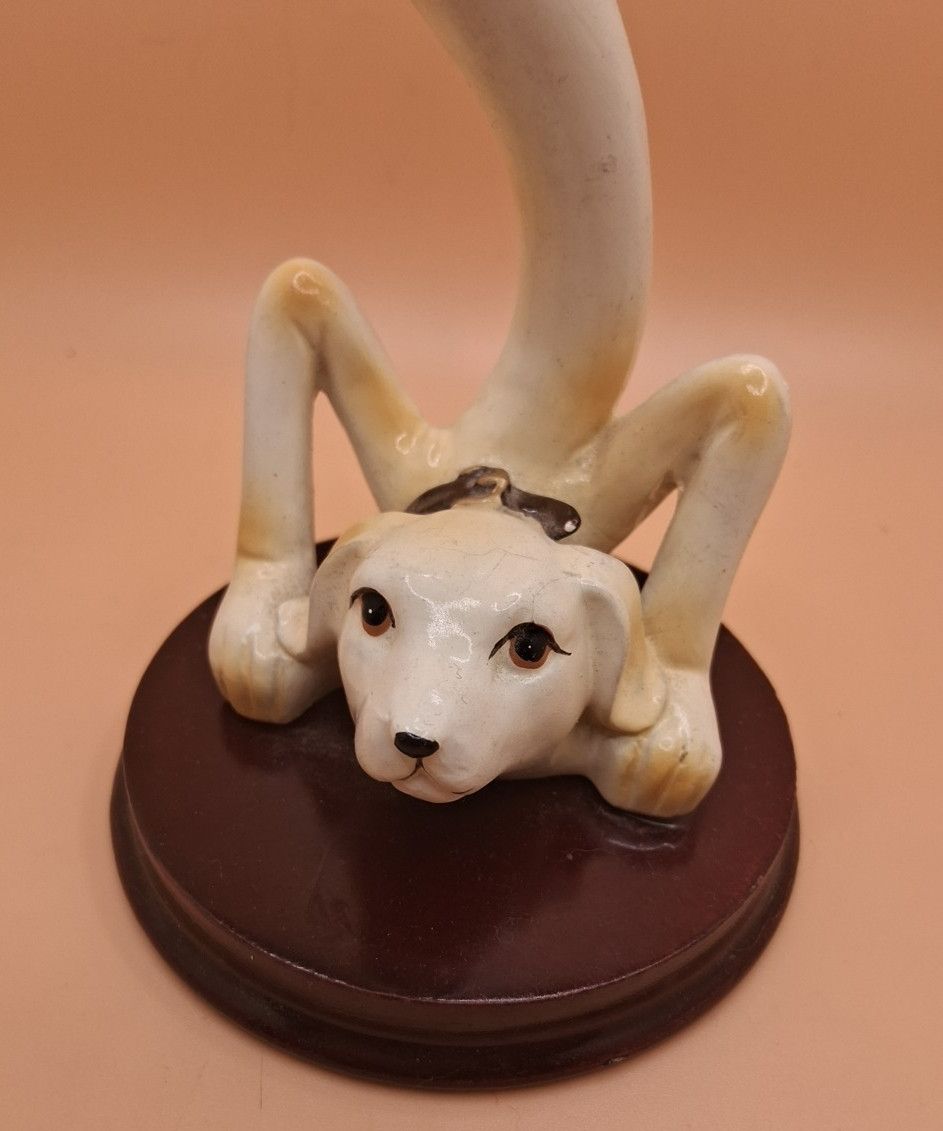 VTG 7″ SUNRISE GLOBAL Anthropomorphic Silly Puppy Tumbling Dog Resin Figurine