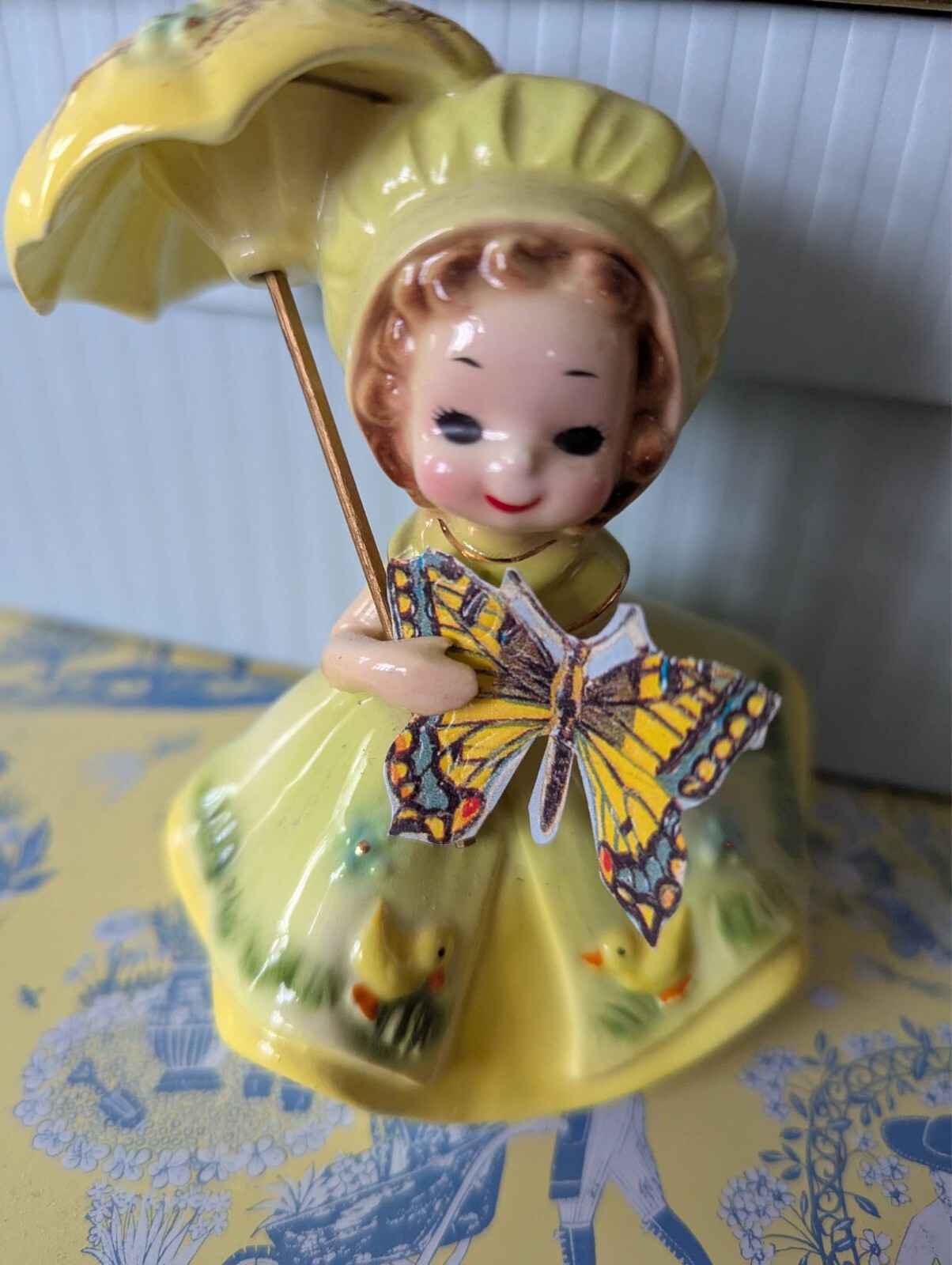 Josef Originals 1974 April Birthday Girl With Umbrella*Damaged See Photos
