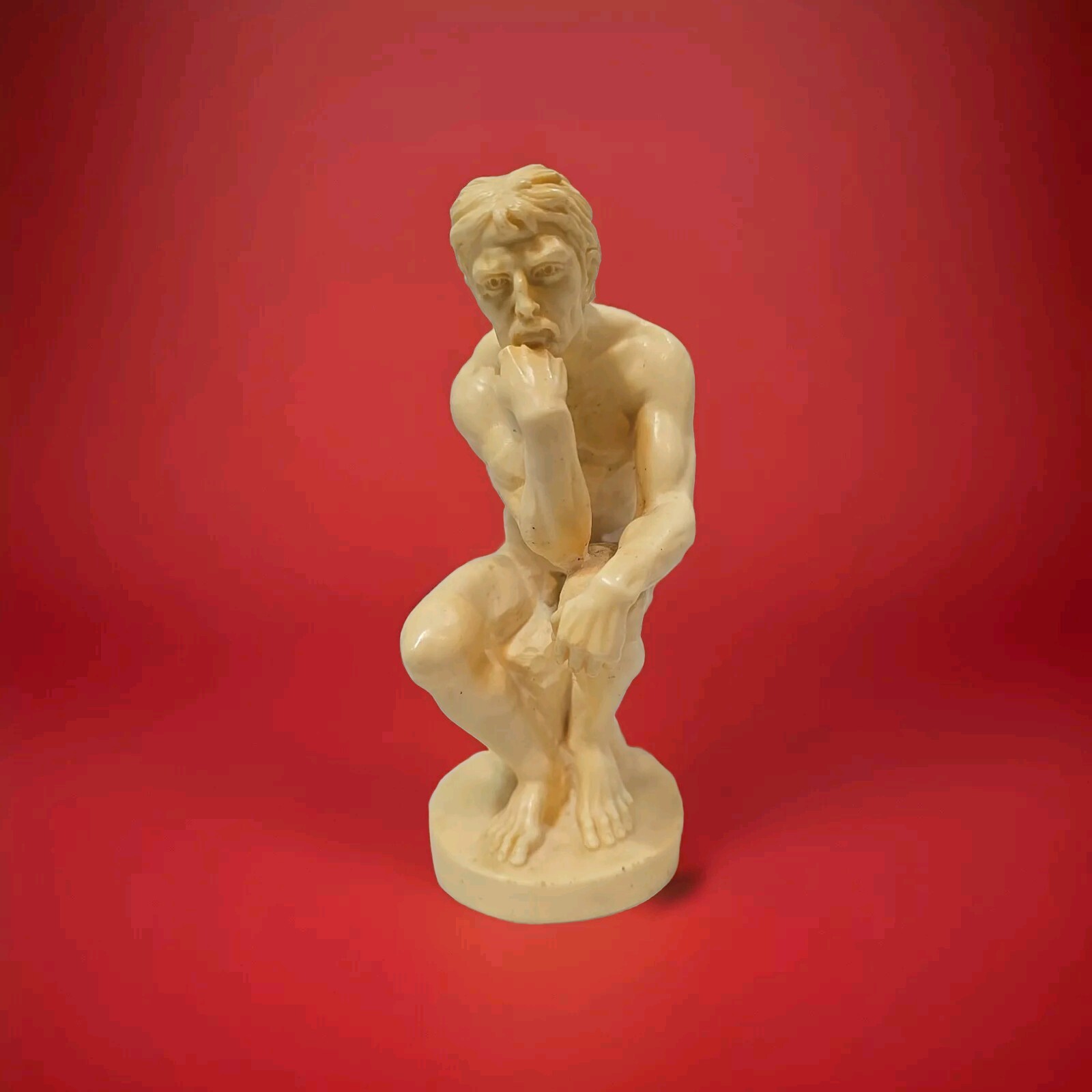Vintage Signed A. Santini “Thinking Man” Sculpture Figurine Italy Handmade