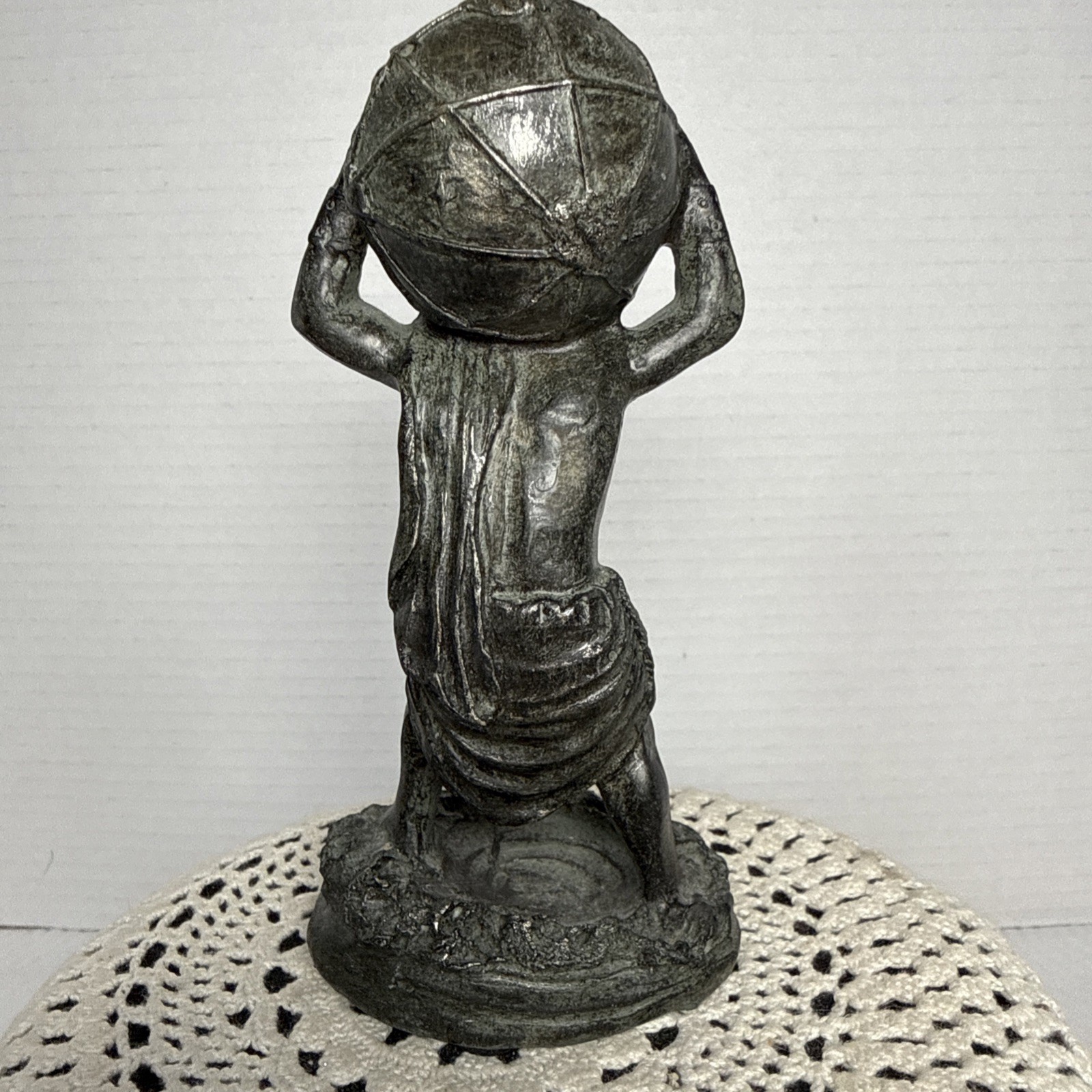 GREEK ATLAS GOD Astrology Globe on Back 5.25”Statue Sculpture BELLAA Home Decor