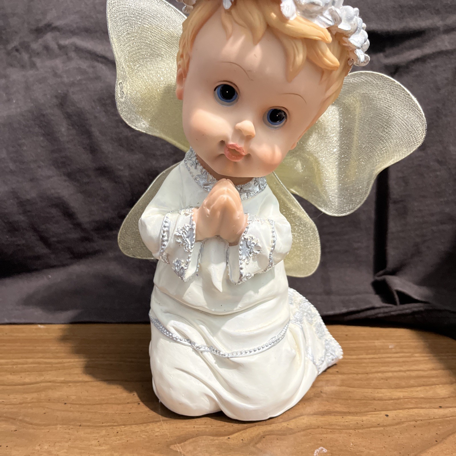 Vintage Turtle King Corp Little Angel Praying 6.5” Resin Figurine
