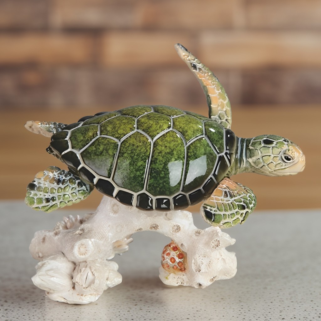 4.75″W Sea Turtle Diving Figurine Ornament Home Decor Unique Gift