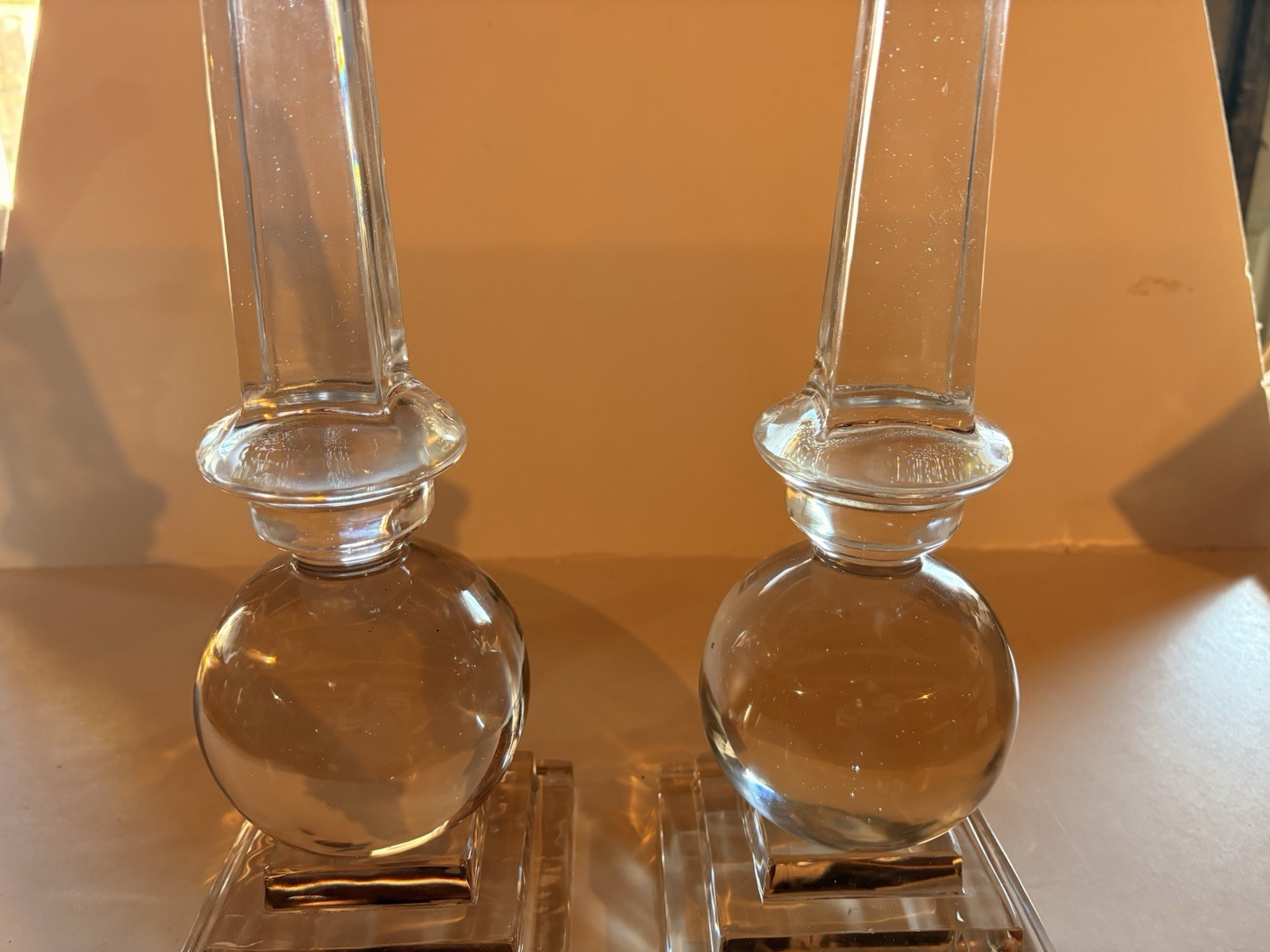 Pair Of Abstract Glass Sculptures Both Are 17 Inches Tall Absolutely Stunning