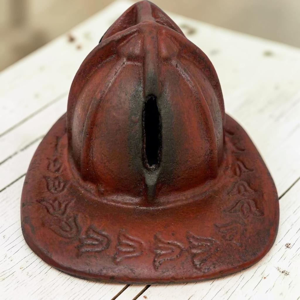 Fireman Helmet Cast Iron Coin Bank With Antique Finish (4.5″ x 3″ x 5.5″)