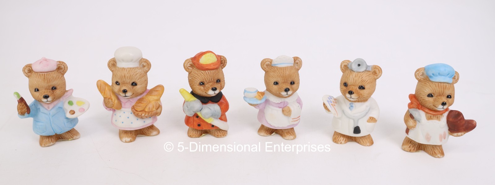 Vintage Set of 6 Homco Occupational Careers Bear Figurines 8820 Sri Lanka