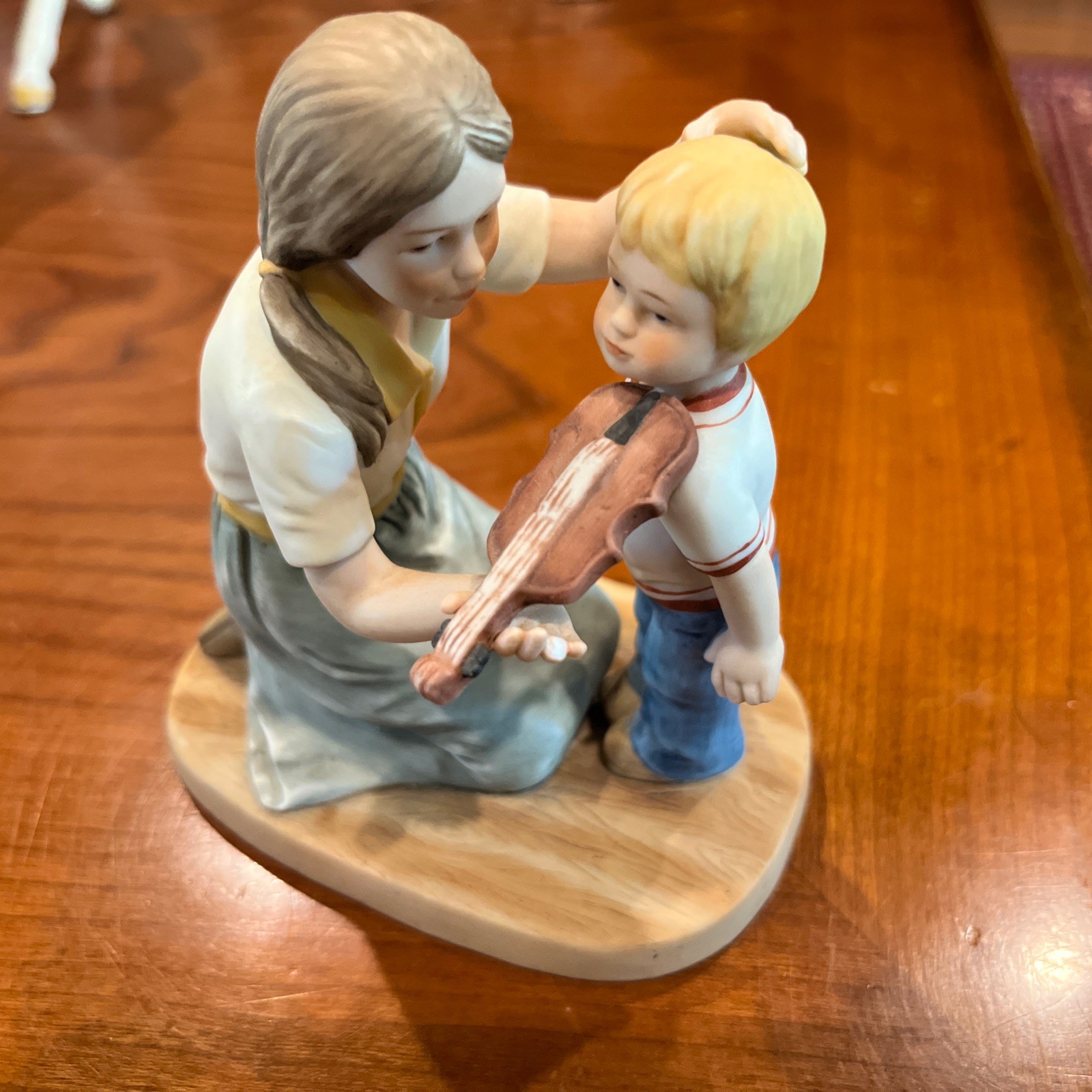 Enesco 1982 Learning Together Figure (mom Teaching Boy Violin!) Nice!
