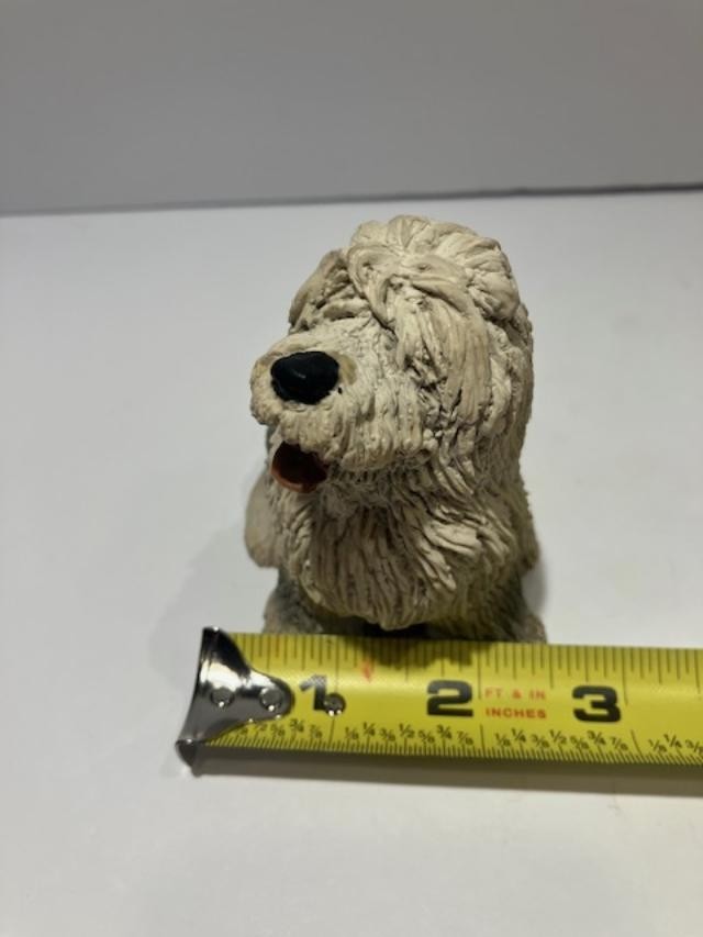 1984 United Design Sheepdog Figurine Stone Critters Dog 3.75 Inches Tall