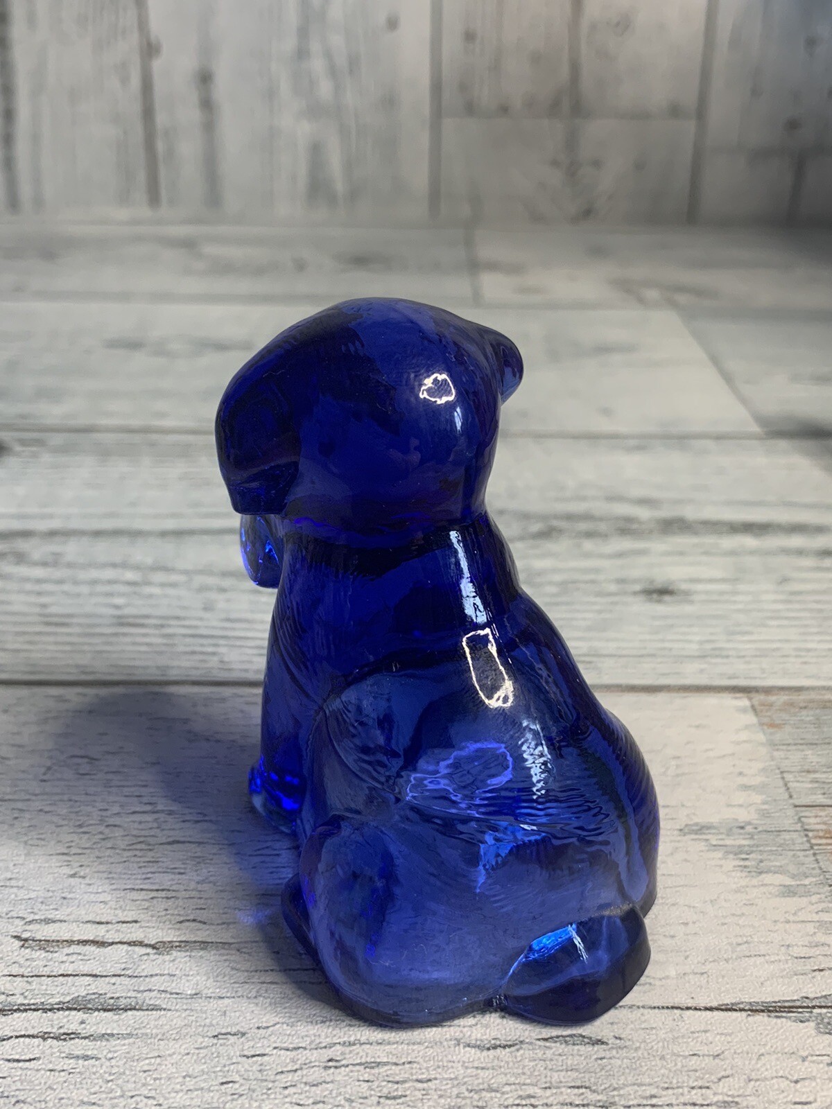 Vtg Pooch The Dog Degenhart Blue Glass UV Glow Marked D