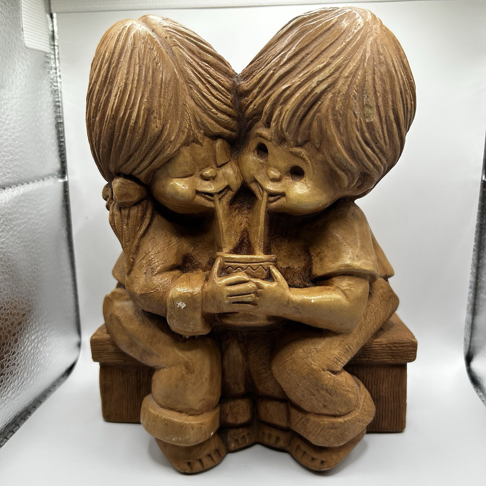 VTG Bill Mack Fannykins “Sharing” 7.5 X 7 X 3.5″ Boy Girl Sharing A Drink Heavy